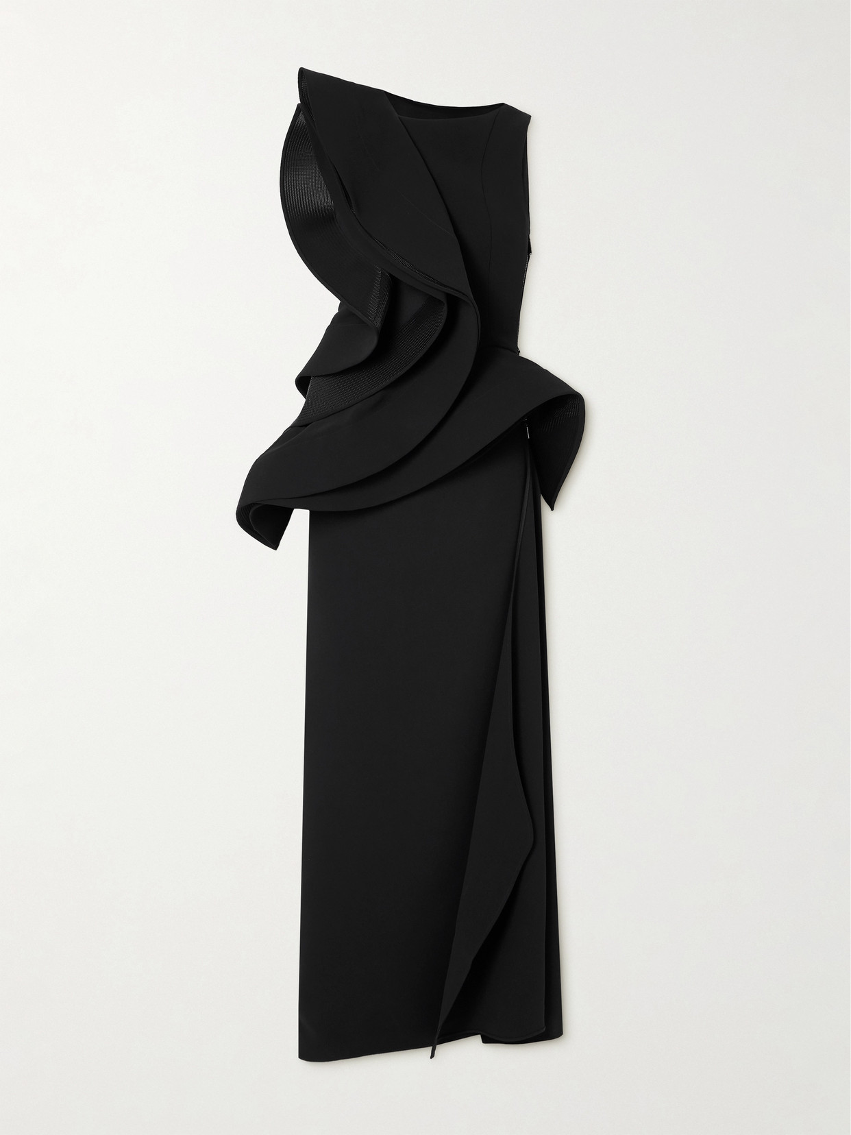 Maticevski - Fateful Ruffled Mesh-trimmed Crepe Gown - Black