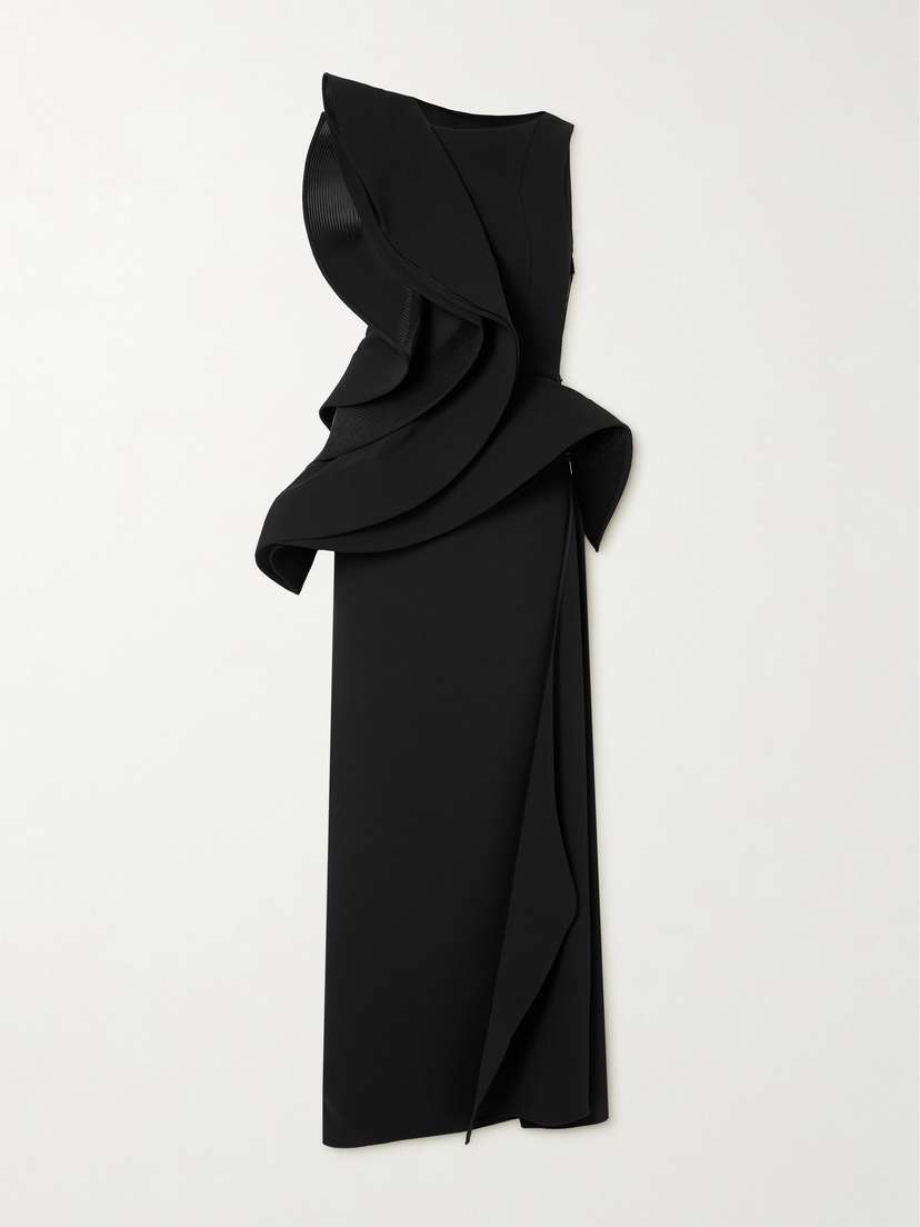 Maticevski Fateful Ruffled Mesh-trimmed Crepe Gown