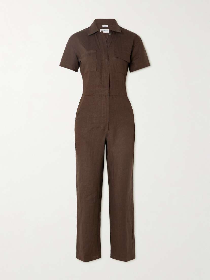 Rivet Utility Worker Cropped Linen Jumpsuit