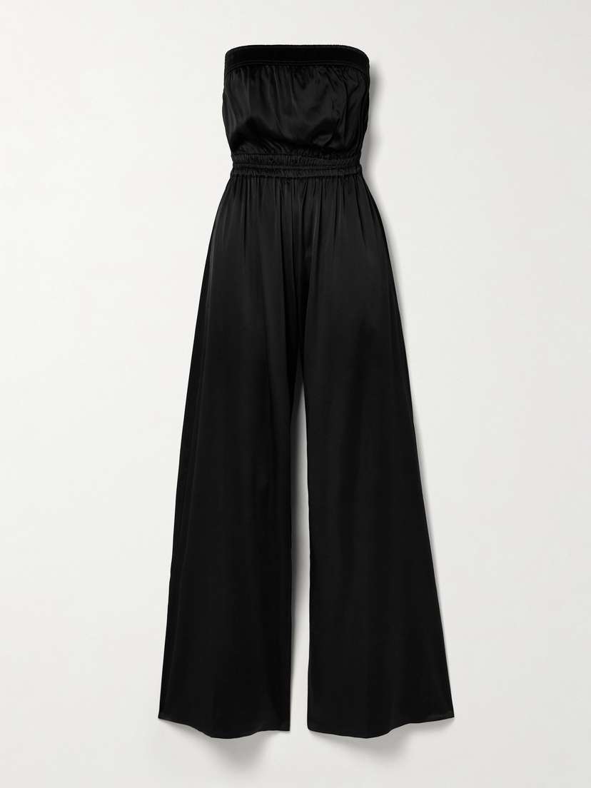 Rivet Utility Queen Strapless Silk-blend Satin Jumpsuit