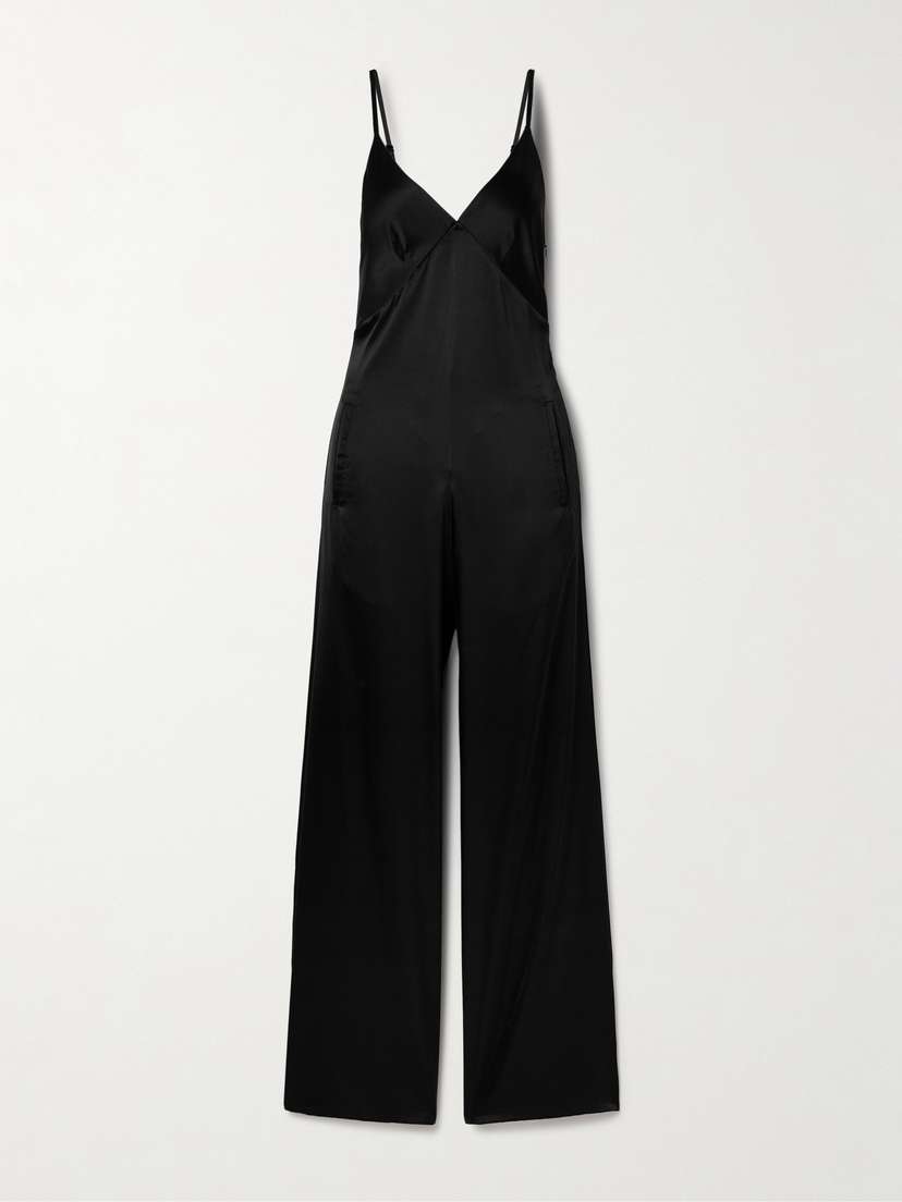 Rivet Utility Foxy Open-back Silk-blend Satin Jumpsuit