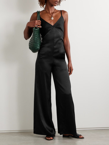 RIVET UTILITY Foxy open-back silk-blend satin jumpsuit