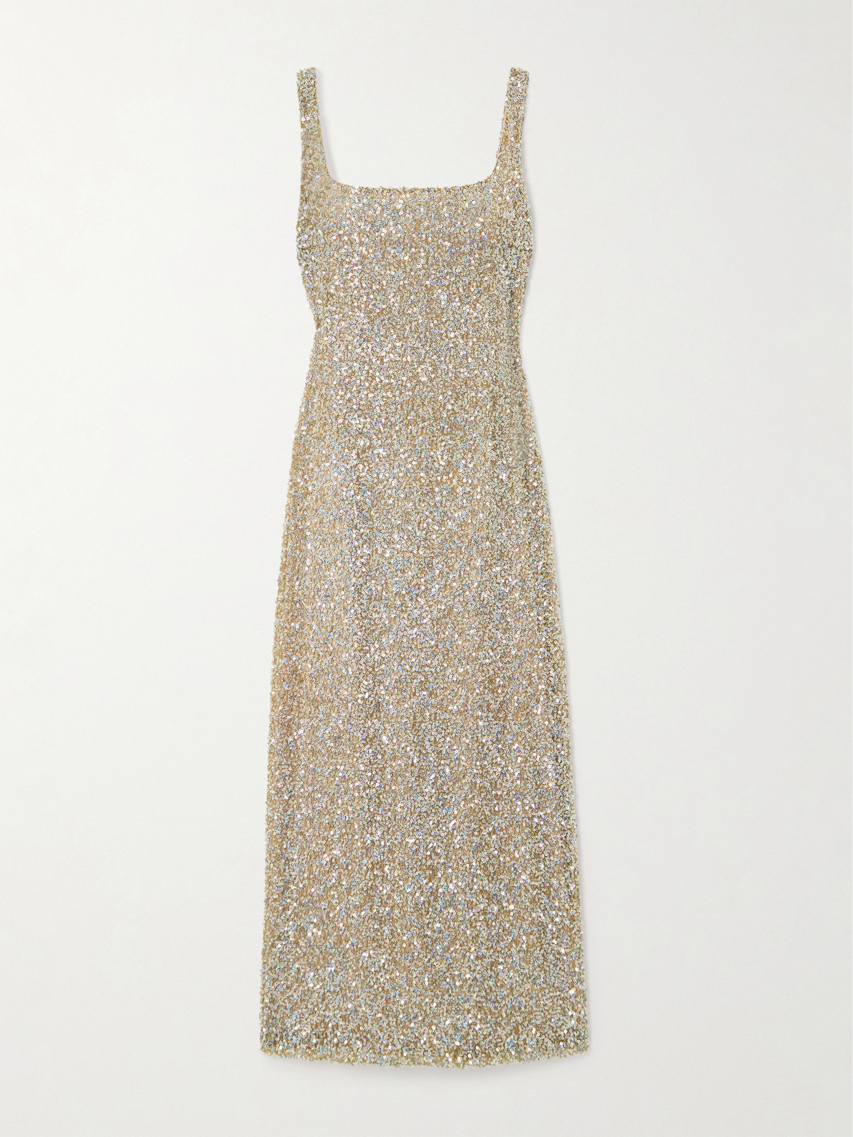 Costarellos - Harper Sequined Tulle Maxi Dress - Gold