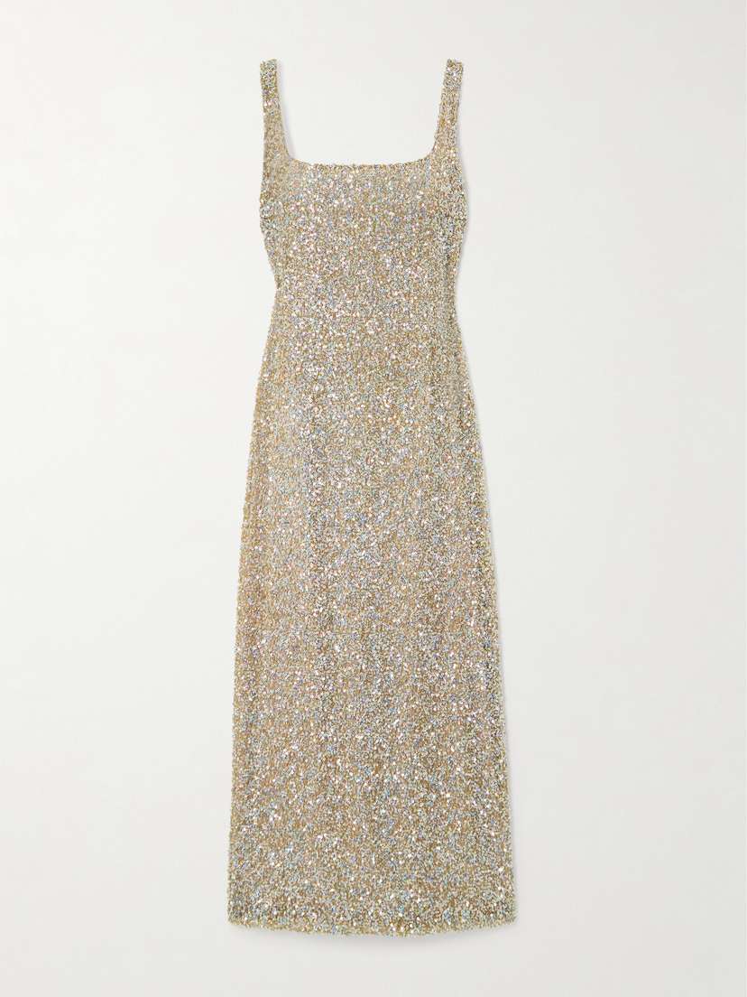 Costarellos Harper Sequined Tulle Maxi Dress