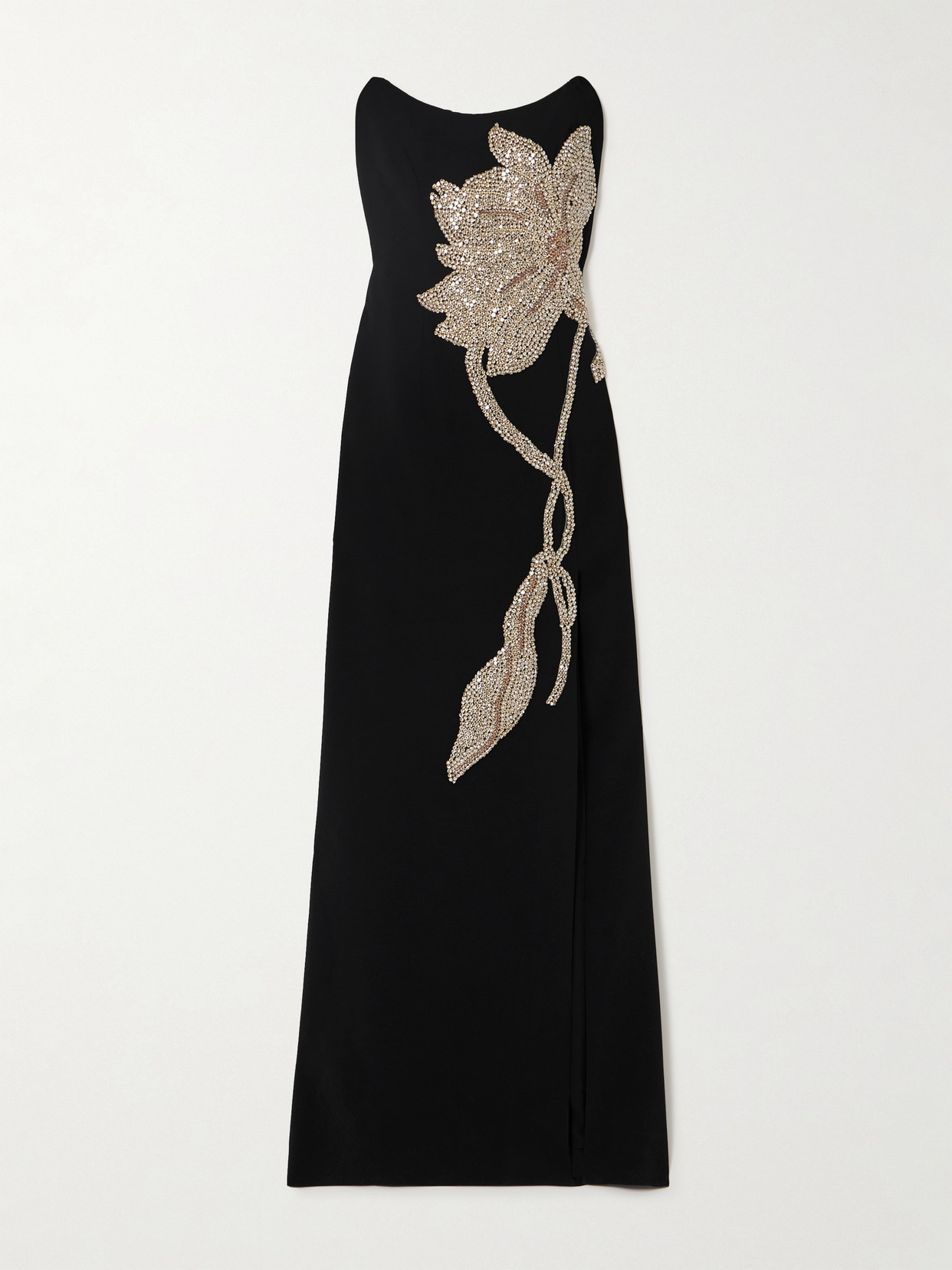 Costarellos - Cara Strapless Embellished Crepe Gown - Black