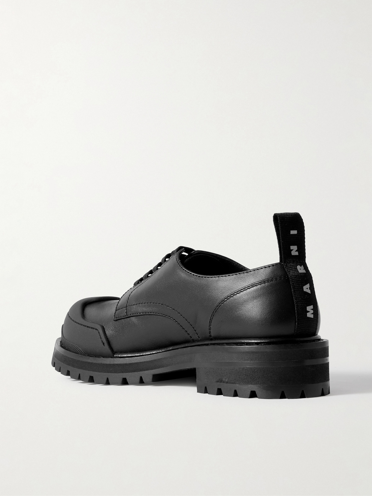 Marni Dada Rubber-trimmed Leather Brogues In Black