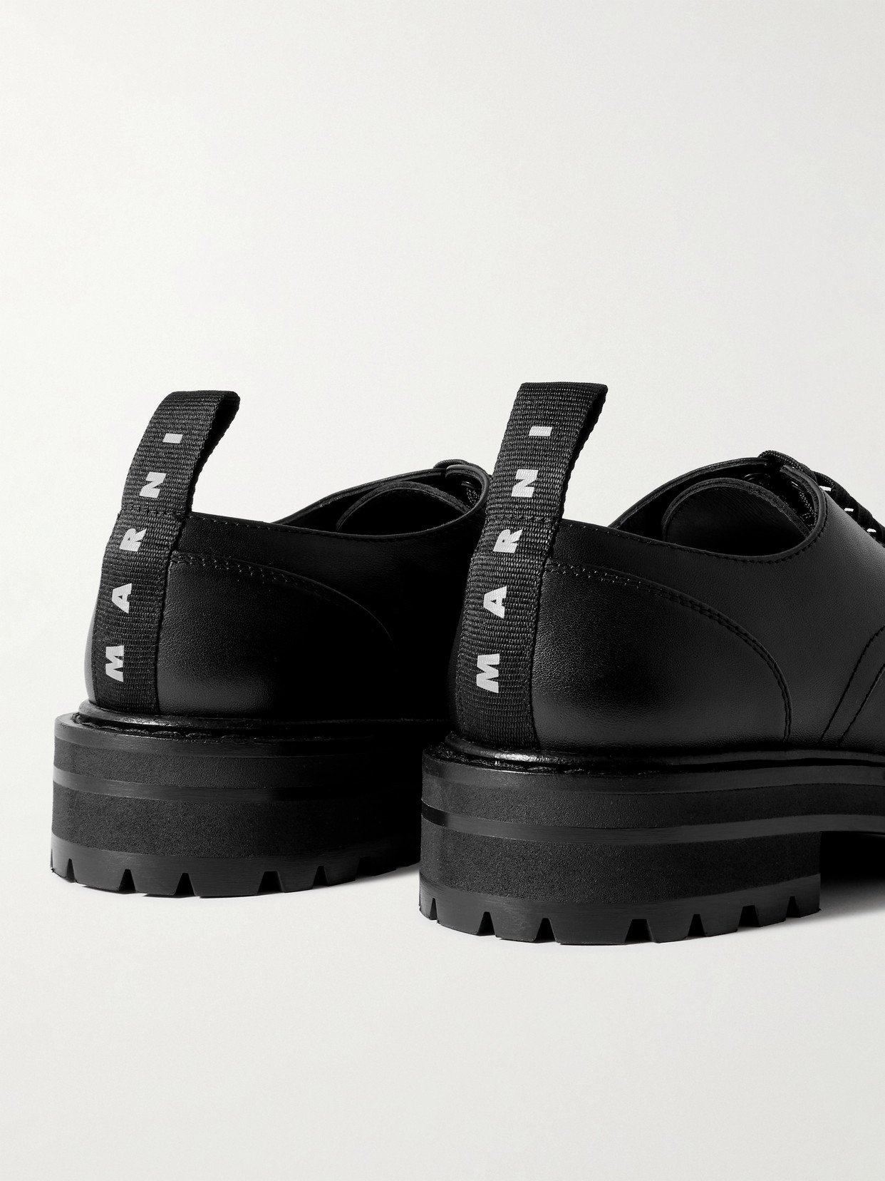 Marni Dada Rubber-trimmed Leather Brogues In Black