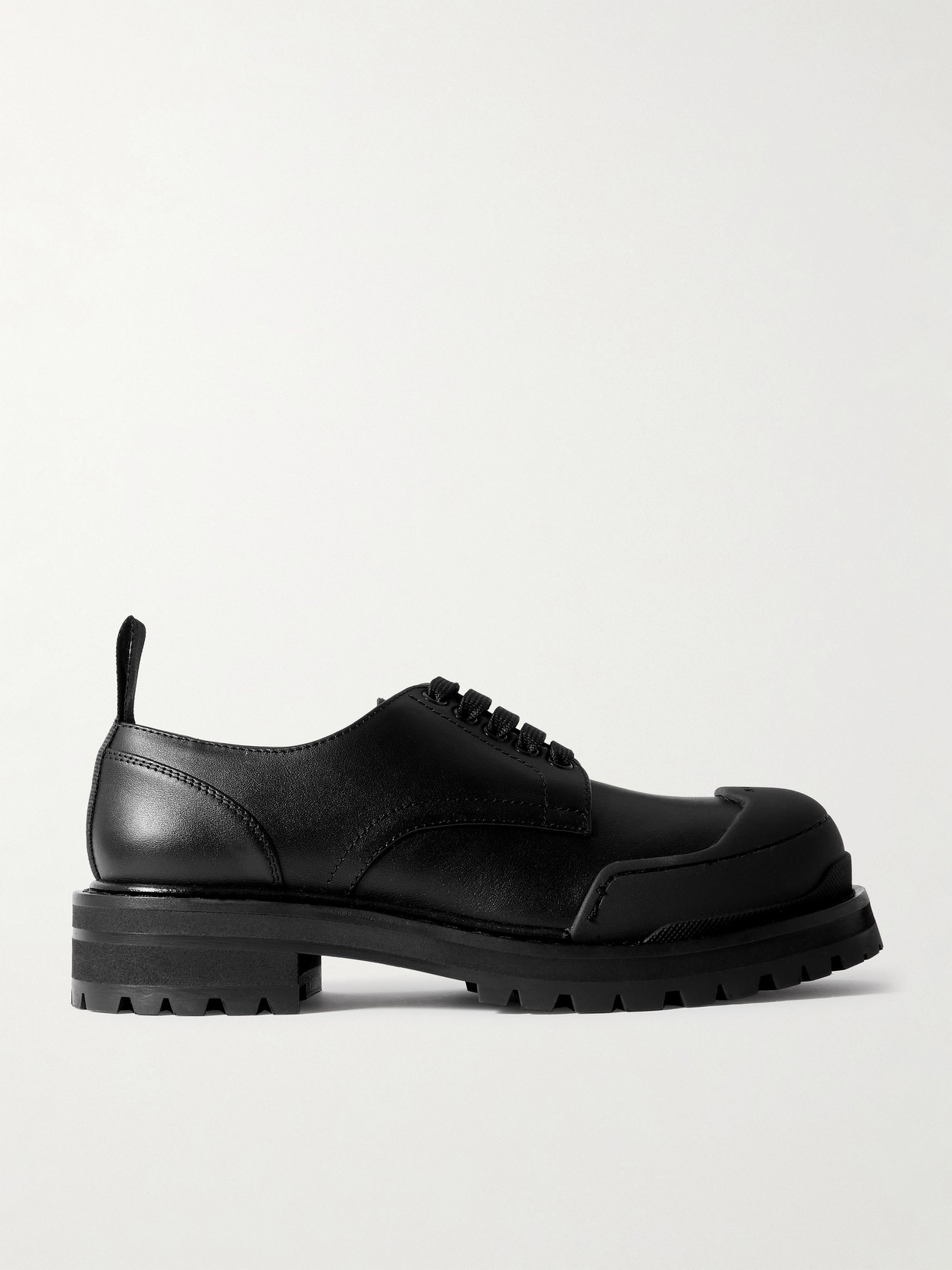 Marni Dada Rubber-trimmed Leather Brogues In Black