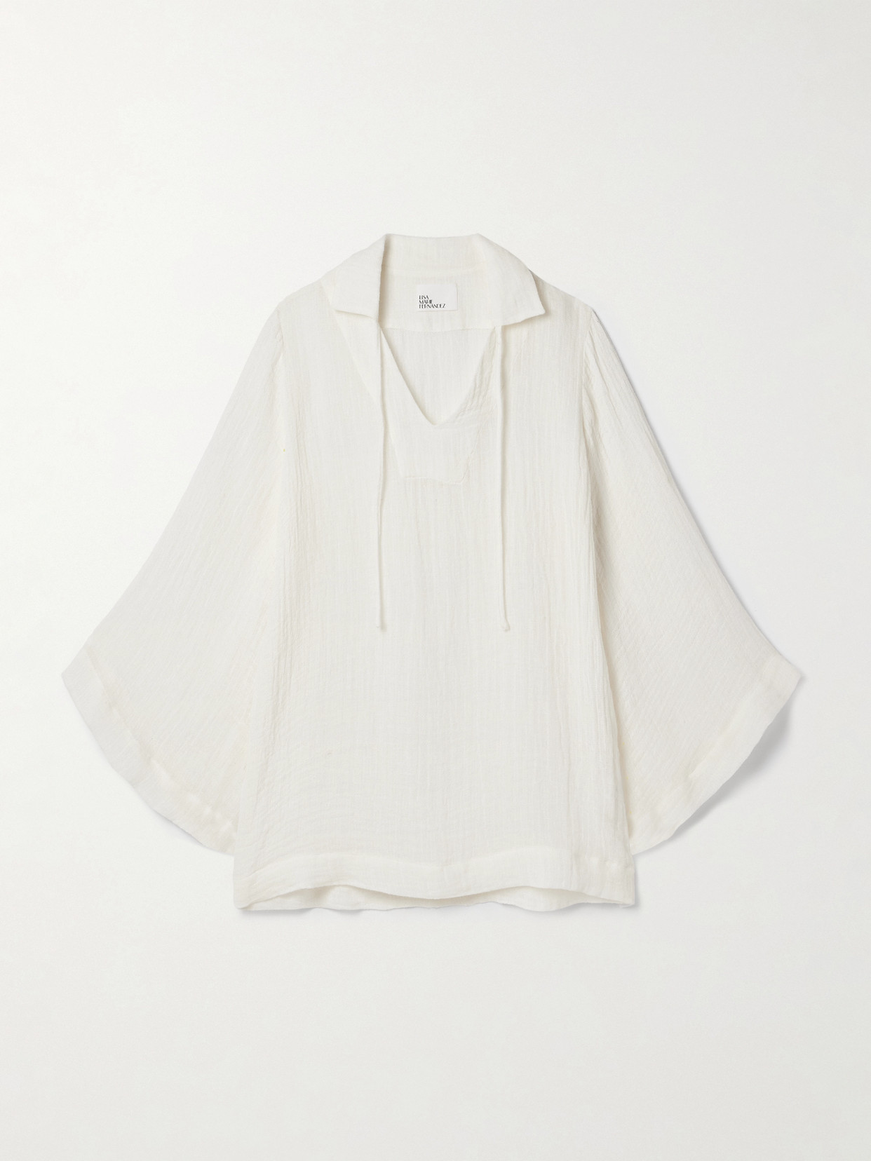 Lisa Marie Fernandez Crinkled Linen-blend Gauze Tunic In Ivory