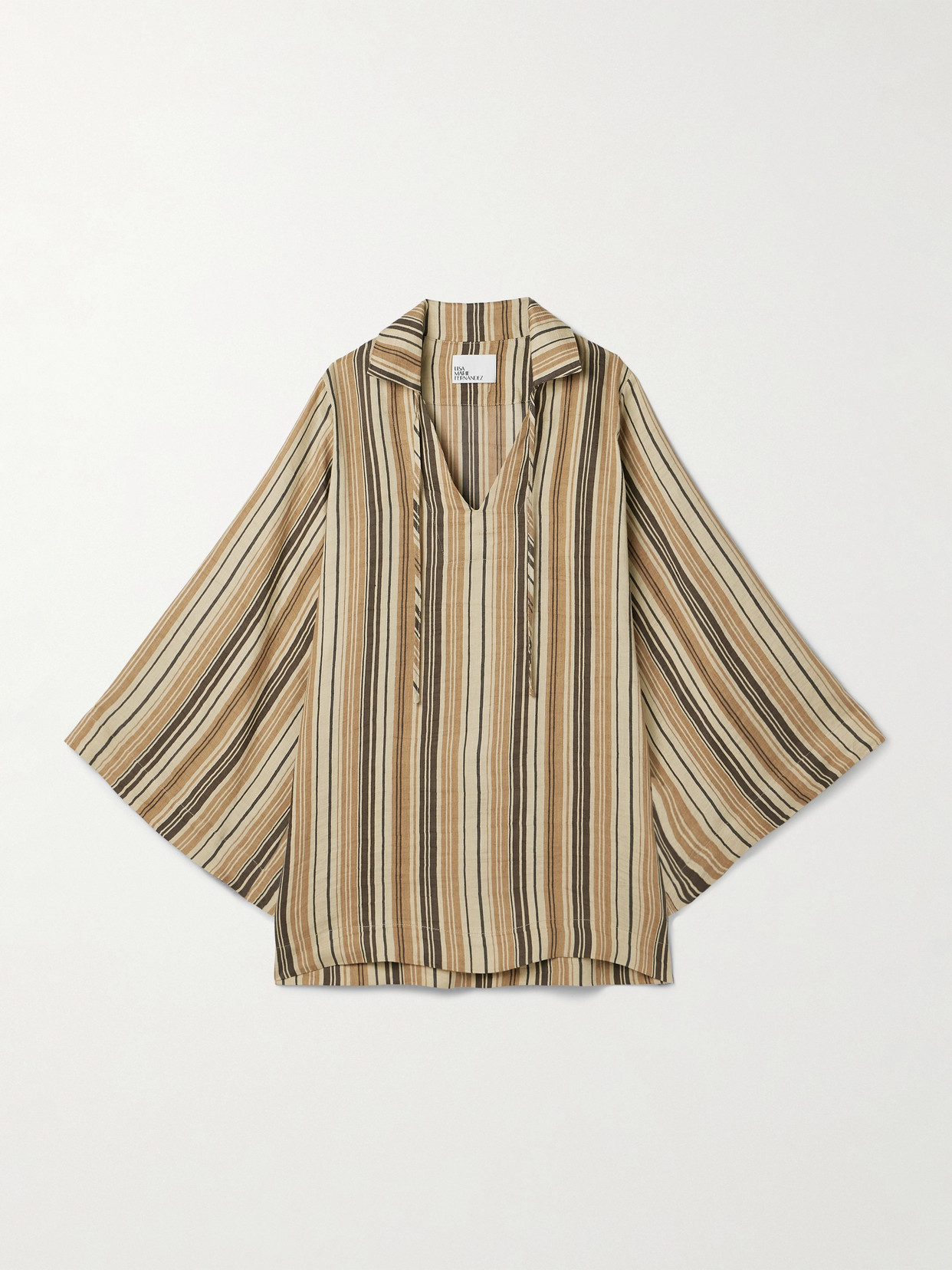 Lisa Marie Fernandez Striped Linen-blend Tunic In Brown