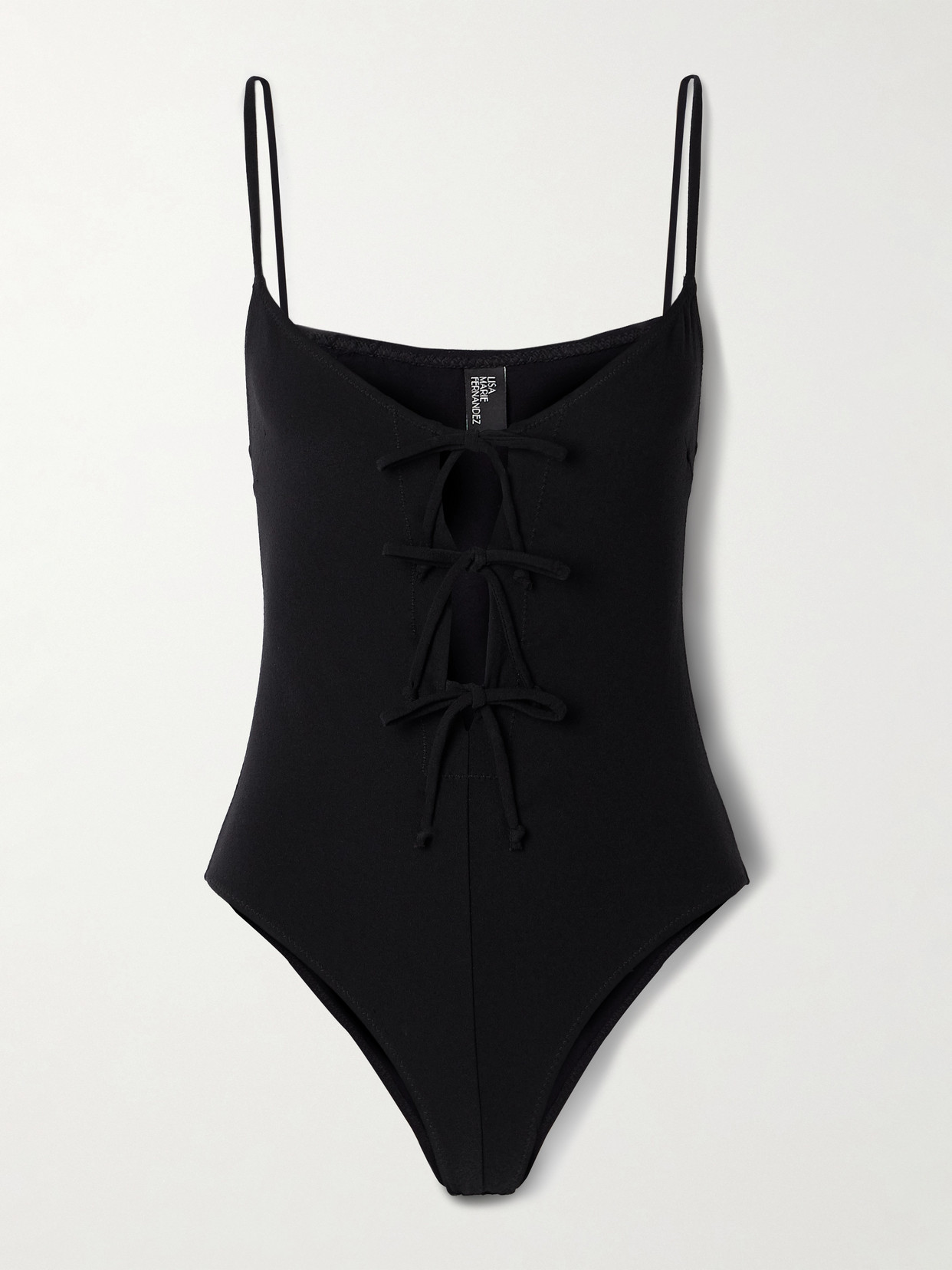 Lisa Marie Fernandez Tie-detailed Crepe Swimsuit In Black