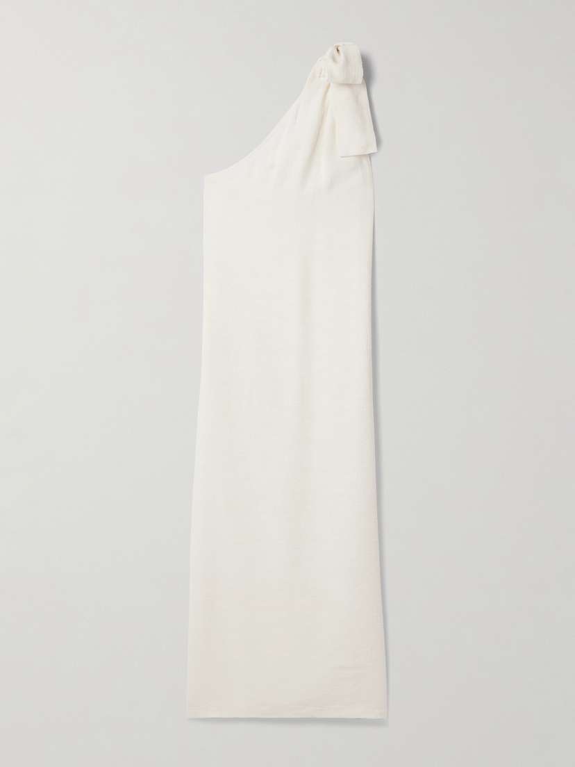 Lisa Marie Fernandez Bow-detailed One-shoulder Woven Maxi Dress