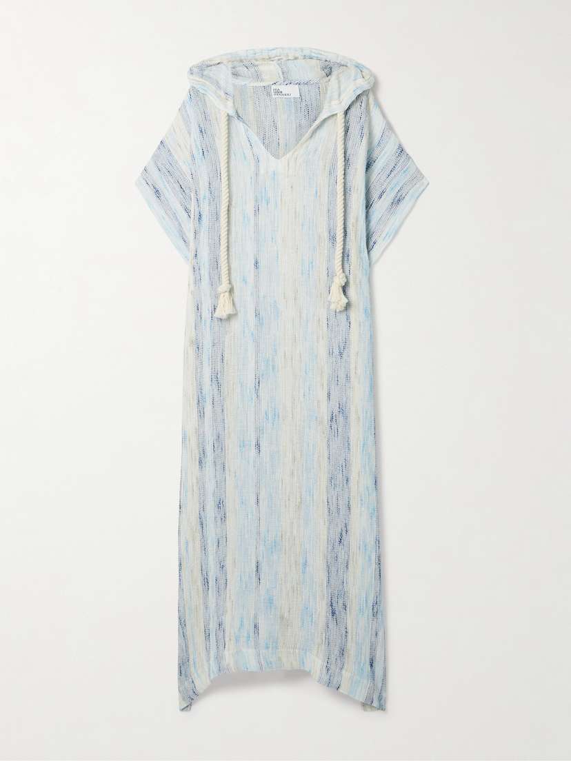 Lisa Marie Fernandez Hooded Striped Linen-blend Gauze Kaftan