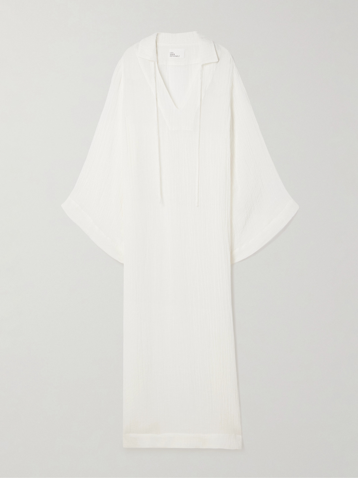 Lisa Marie Fernandez Crinkled Linen-blend Gauze Kaftan In White