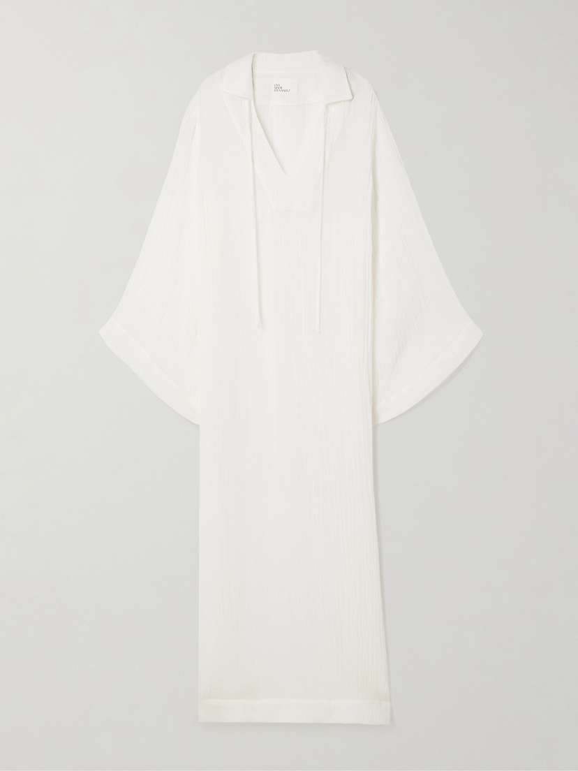 Lisa Marie Fernandez Crinkled Linen-blend Gauze Kaftan