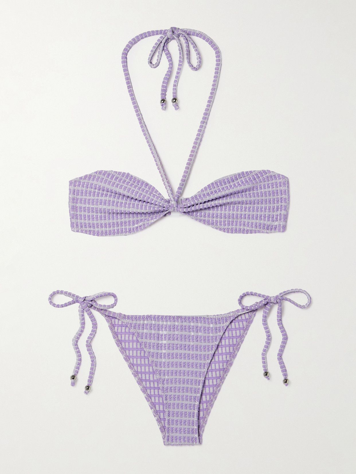 Lisa Marie Fernandez Metallic Seersucker Halterneck Bikini In Purple