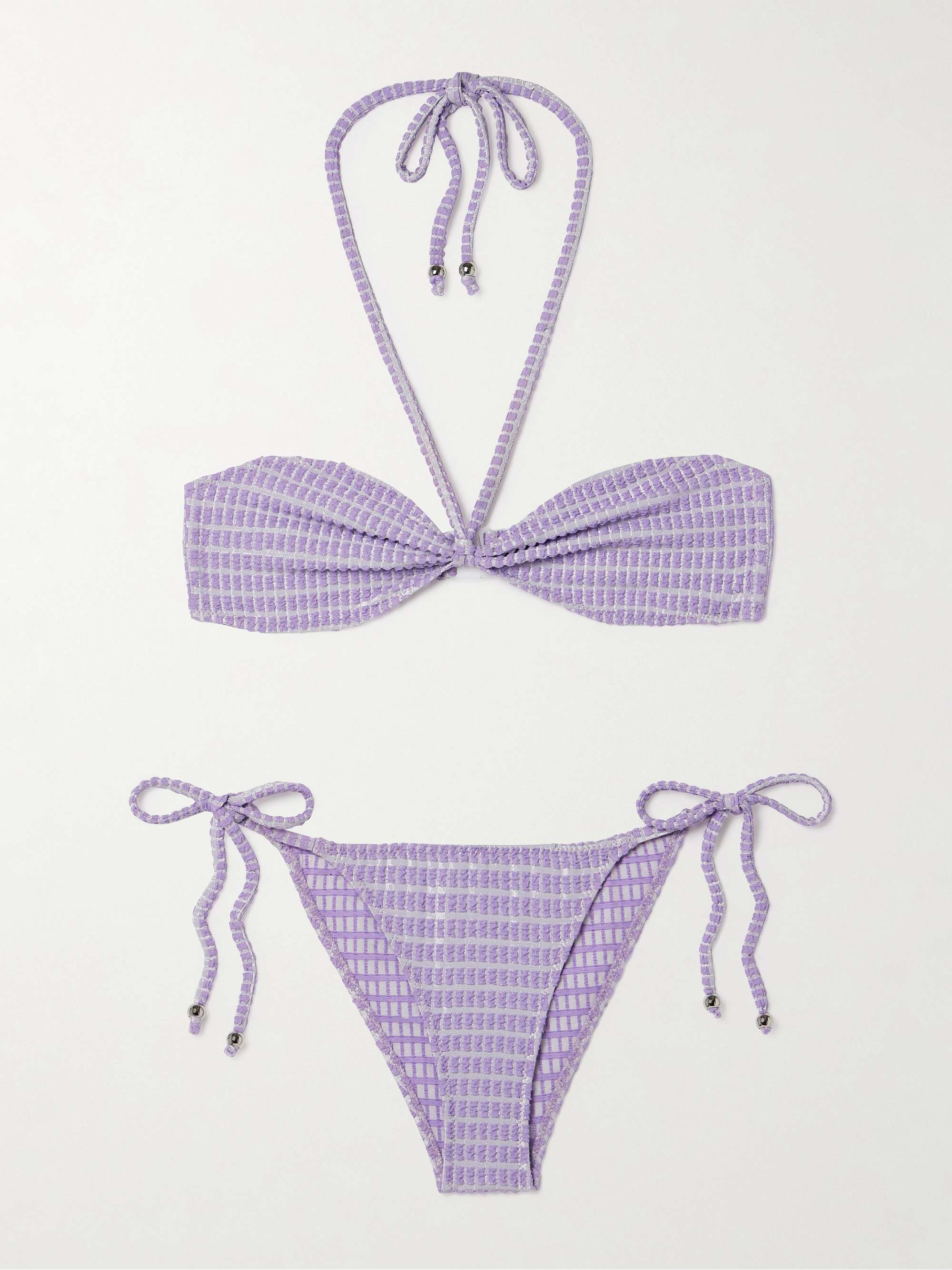 LISA MARIE FERNANDEZ Metallic seersucker halterneck bikini