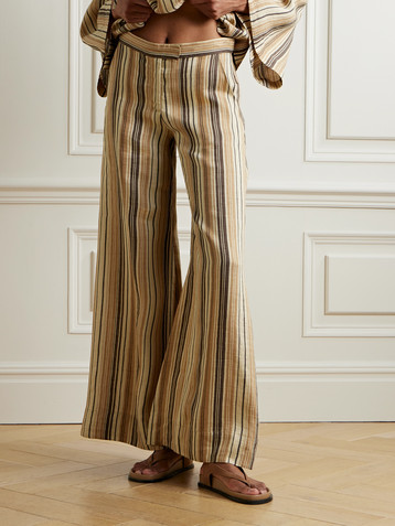 Lisa Marie Fernandez Striped linen-blend wide-leg pants