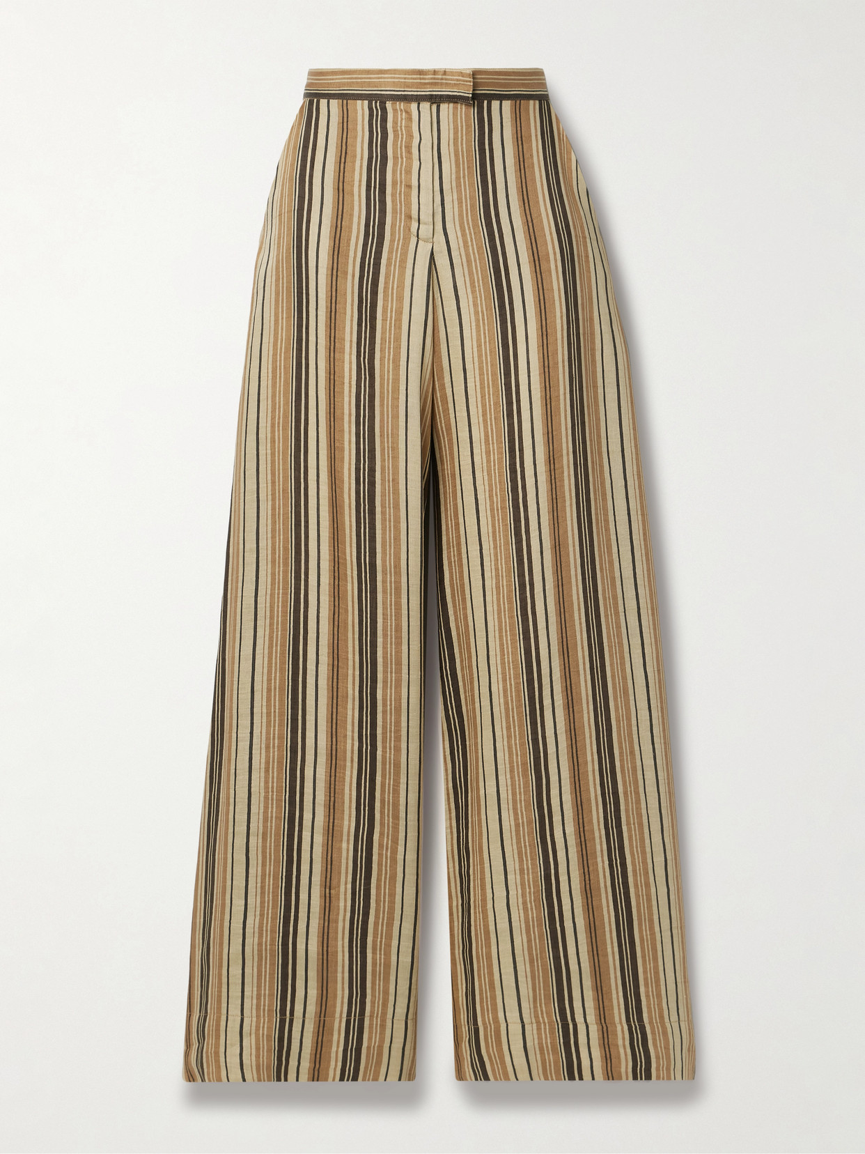 Lisa Marie Fernandez Striped Linen-blend Wide-leg Pants In Brown