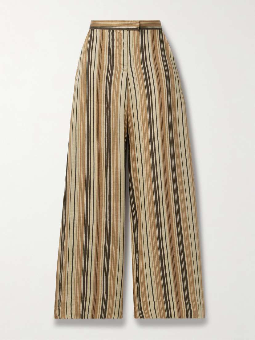 Lisa Marie Fernandez Striped Linen-blend Wide-leg Pants