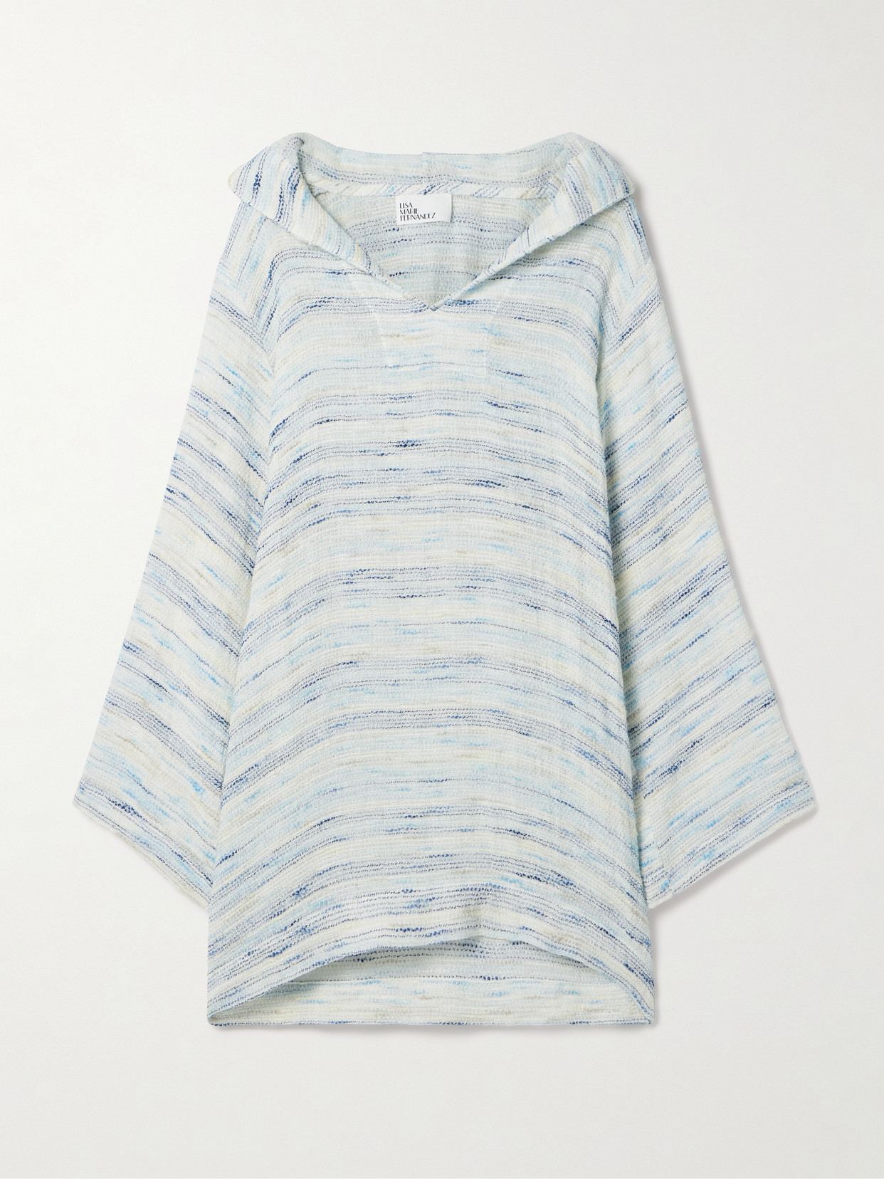 Lisa Marie Fernandez Hooded Striped Linen-blend Gauze Coverup In Off-white