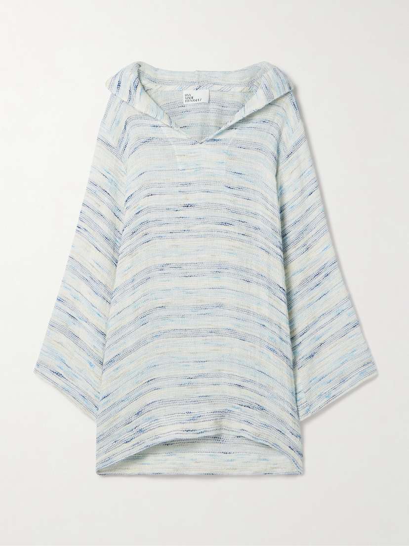 Lisa Marie Fernandez Hooded Striped Linen-blend Gauze Coverup
