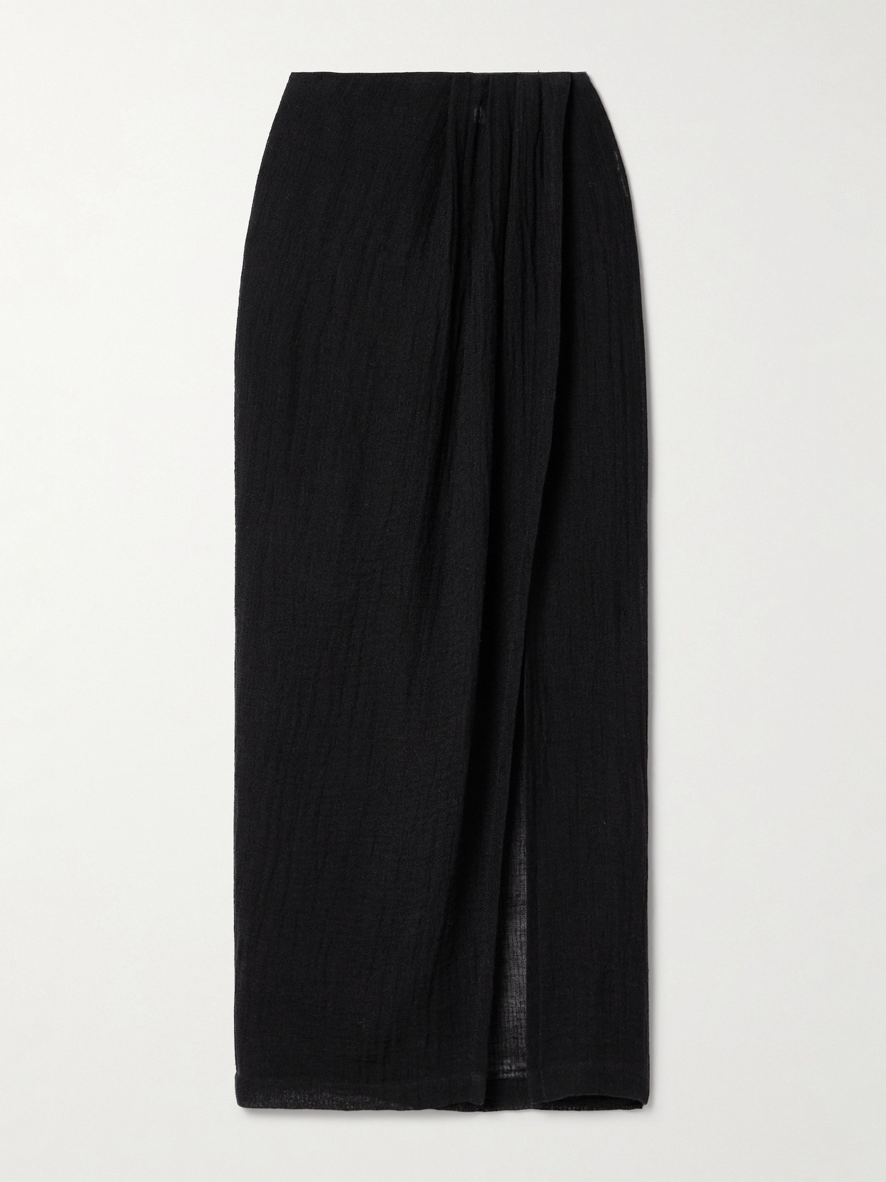 Lisa Marie Fernandez Crinkled Linen-blend Gauze Maxi Skirt In Black