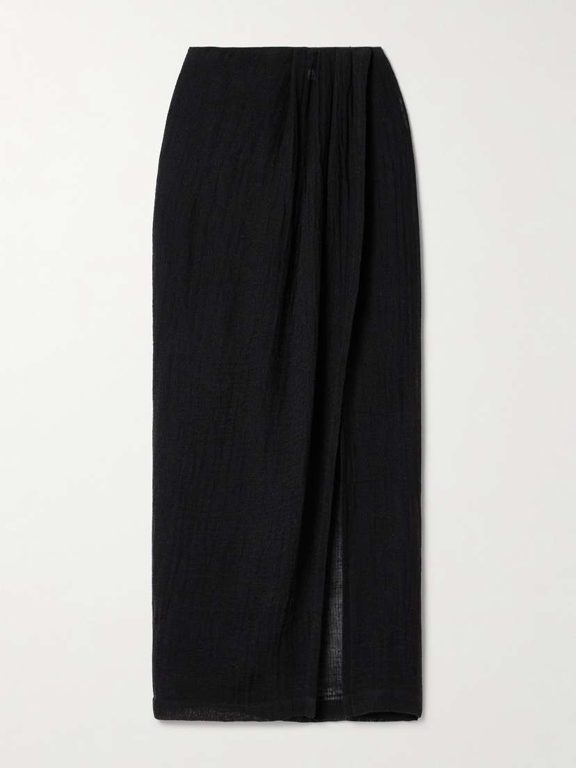 Lisa Marie Fernandez Crinkled Linen-blend Gauze Maxi Skirt