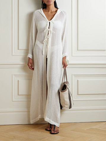 Lisa Marie Fernandez Hooded linen-blend gauze coverup