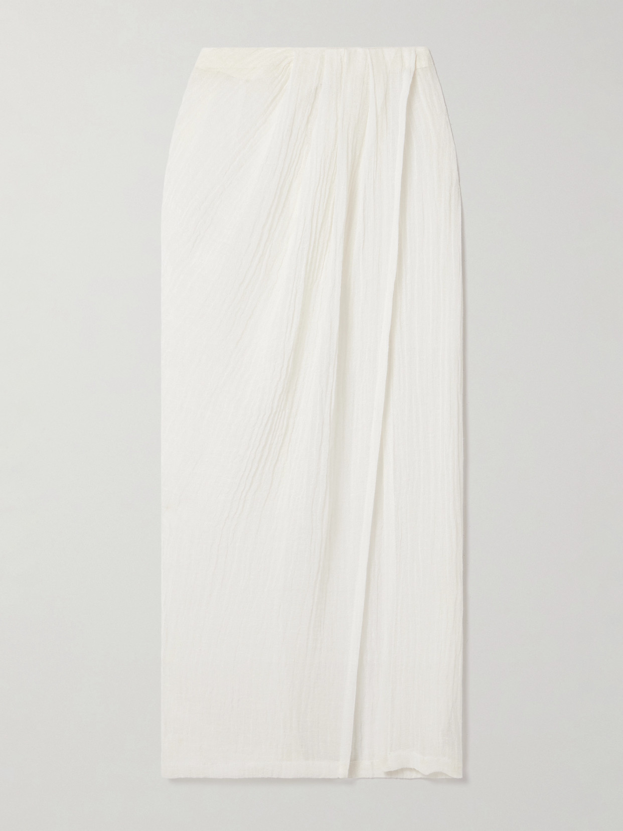 Lisa Marie Fernandez Crinkled Linen-blend Gauze Maxi Skirt In White