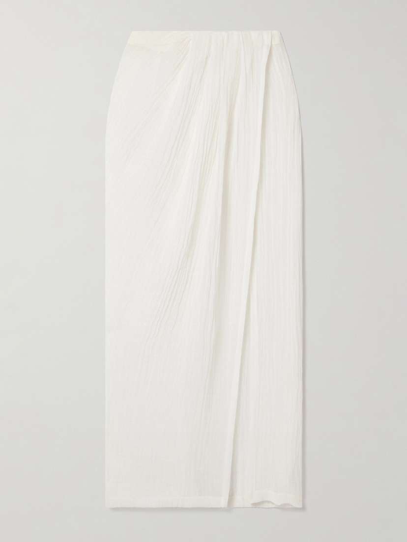 Lisa Marie Fernandez Crinkled Linen-blend Gauze Maxi Skirt