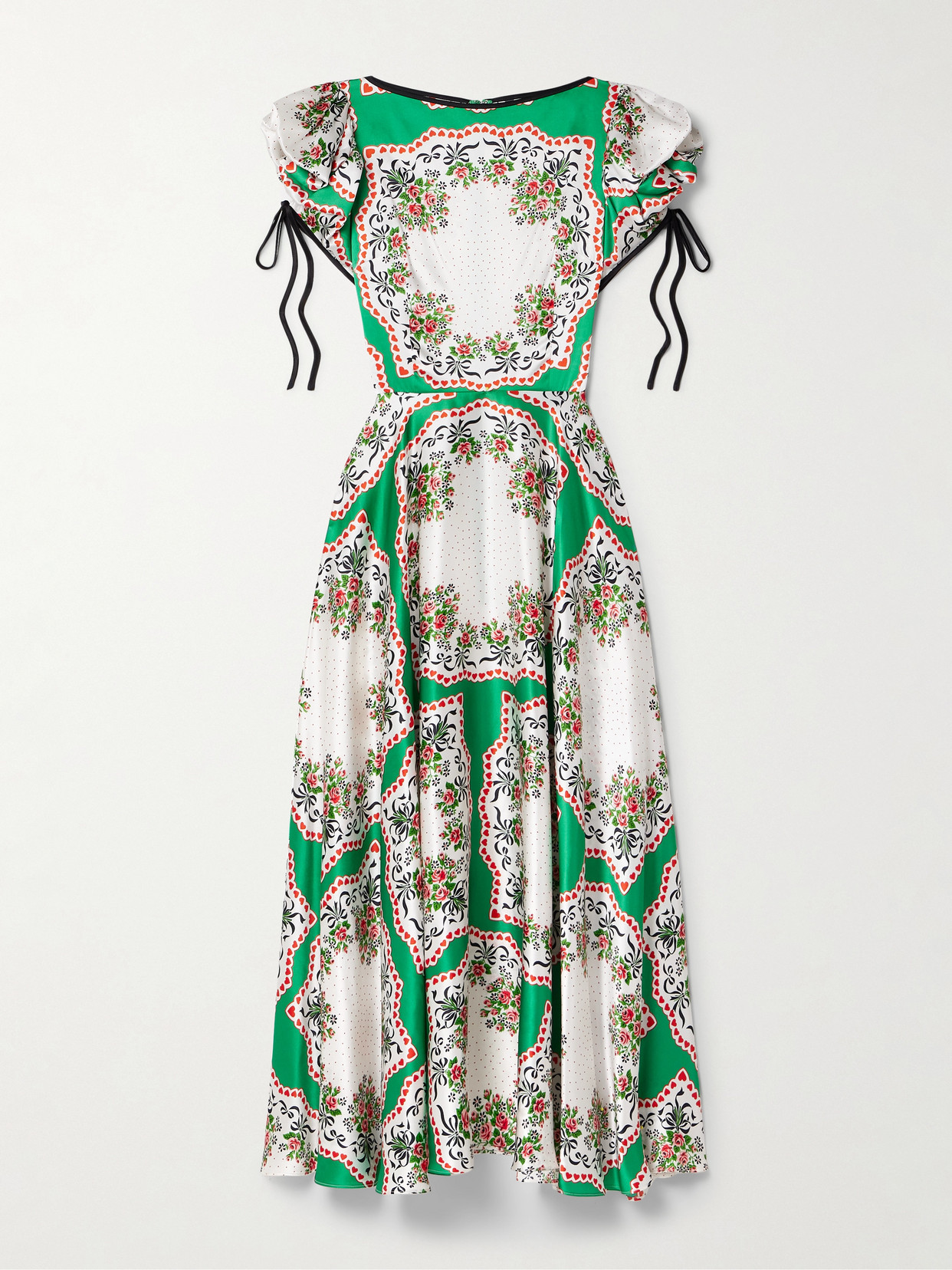 Rodarte Printed Silk-satin Midi Dress In Green