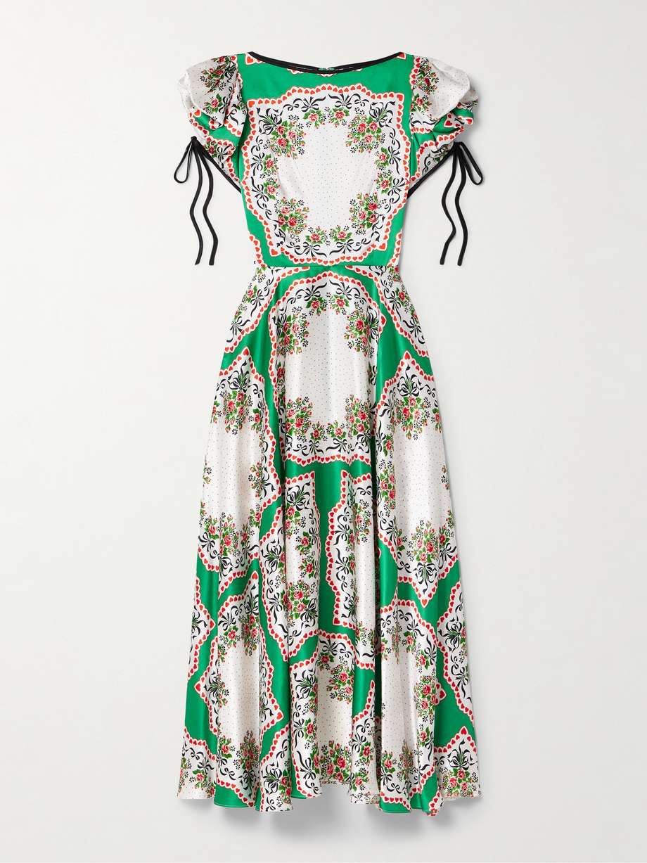 printed silk-satin midi dress