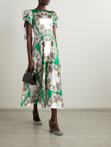 Rodarte Printed silk-satin midi dress