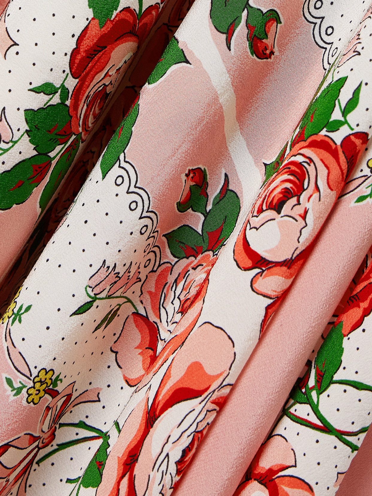 Rodarte Ruffled Printed Silk Crepe De Chine Midi Dress In Pink