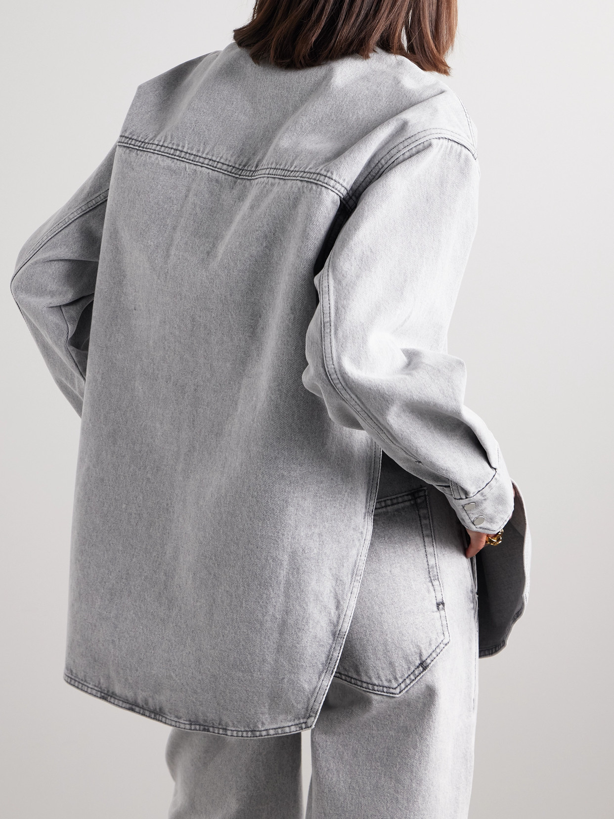 Petar Petrov Get Up Oversized Denim Shirt In Gray
