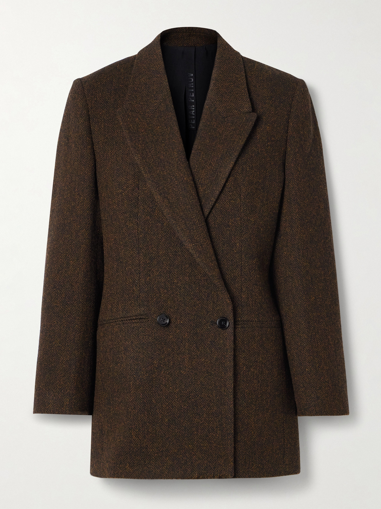 Petar Petrov - New Spy Double-breasted Herringbone Brushed-wool Blazer - Brown