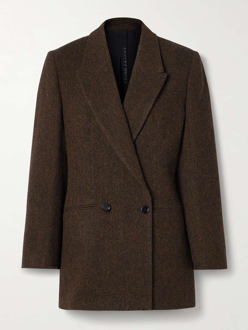 Petar Petrov New Spy Double-breasted Herringbone Brushed-wool Blazer - x large