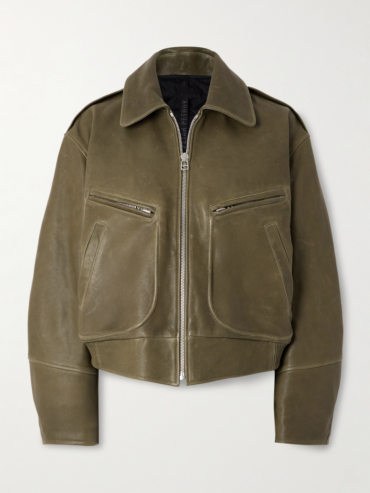 Petar Petrov - The Criminal Padded Distressed Leather Jacket - Green