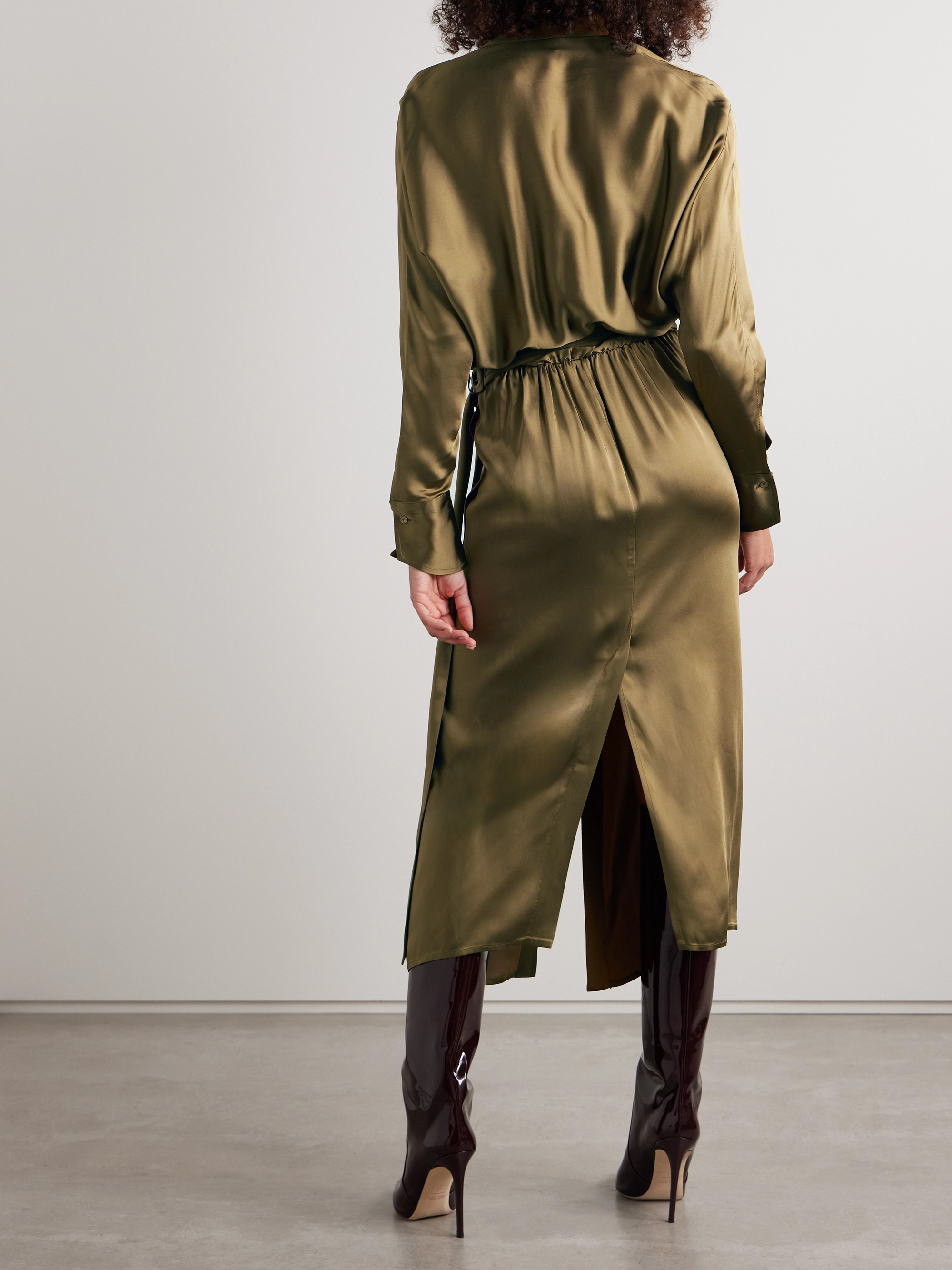 Petar Petrov The Slippery belted satin midi shirt dress thumbnail