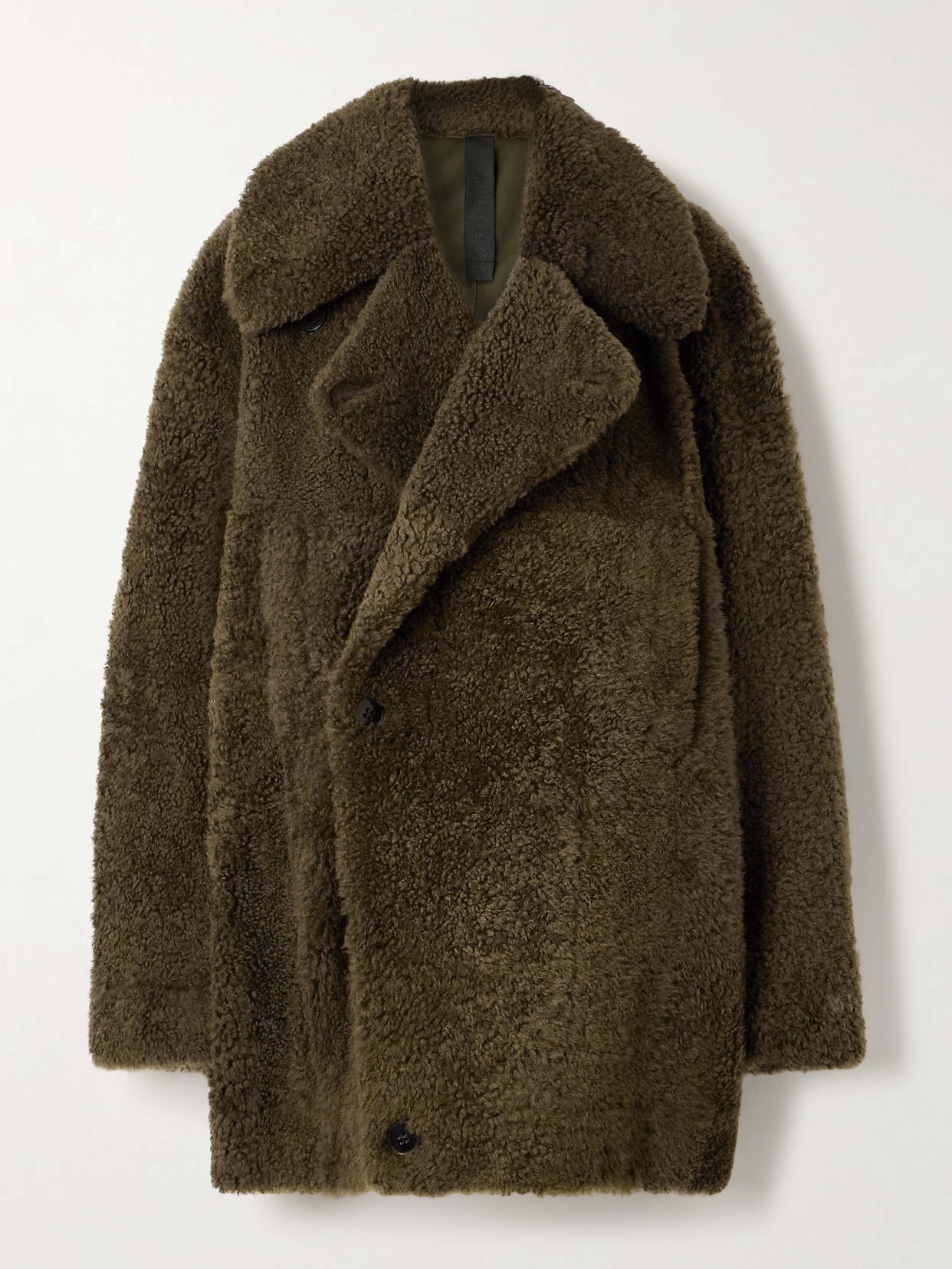 Petar Petrov Oversized Double-breasted Shearling Coat In Green