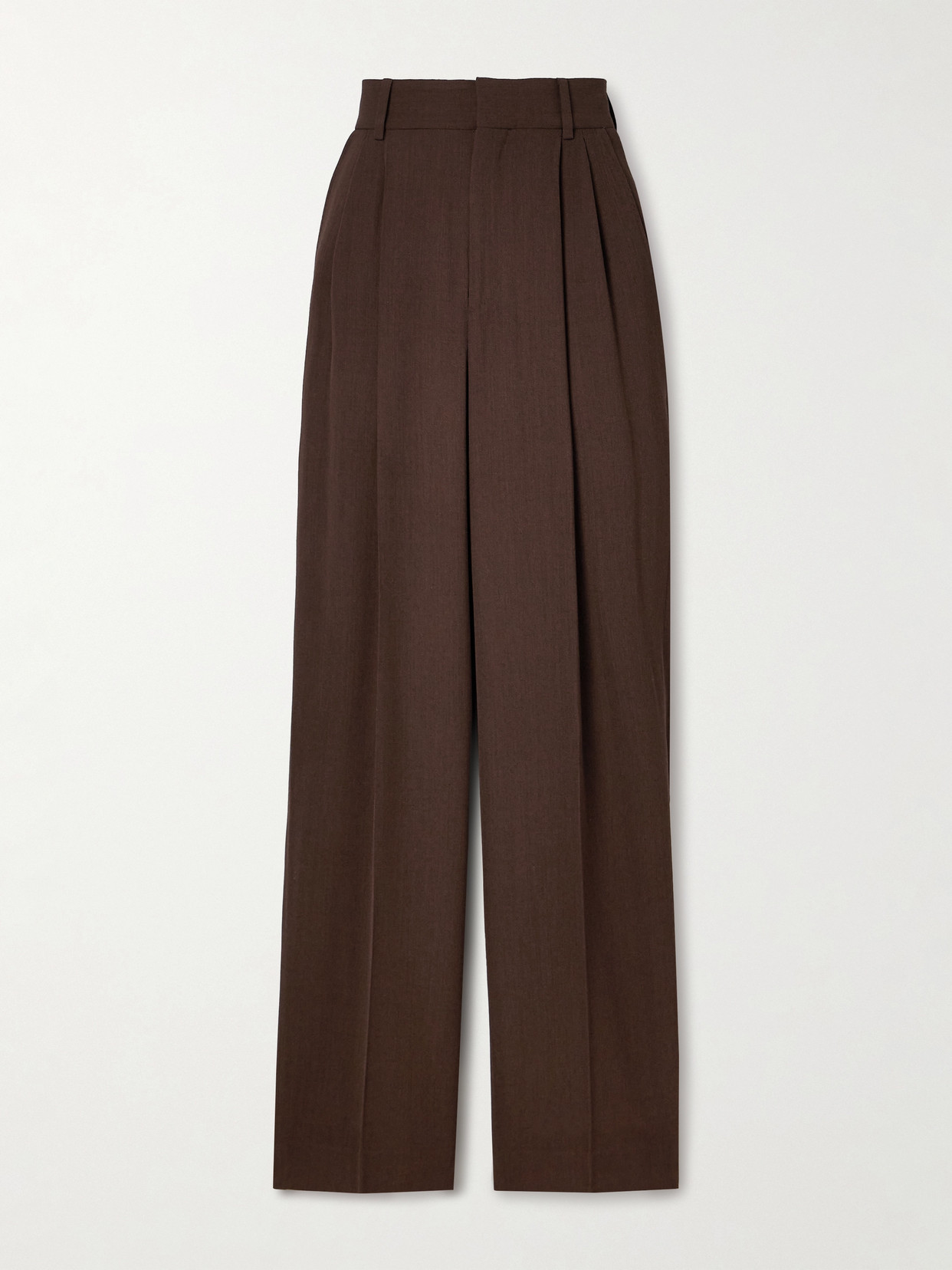 Petar Petrov The Founder Pleated Wool-blend Twill Wide-leg Trousers In Brown