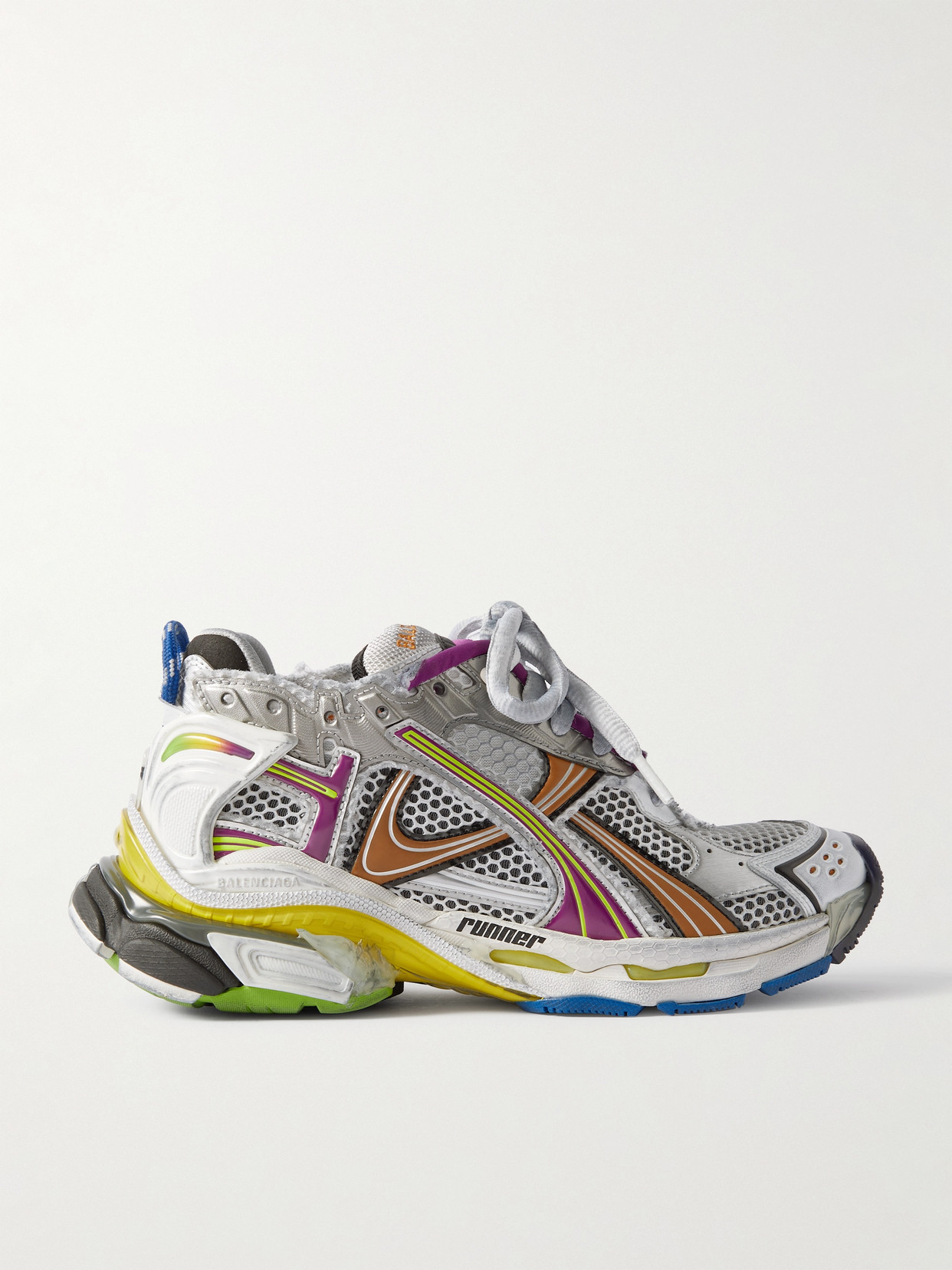 Shop Balenciaga Runner Rubber And Mesh Sneakers In Multi