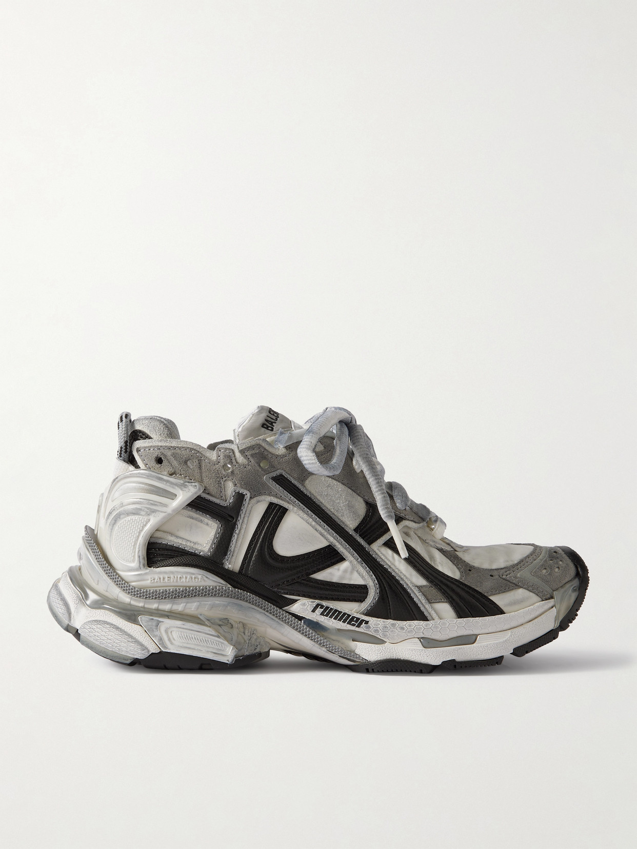 BALENCIAGA RUNNER SUEDE AND RUBBER-TRIMMED SHELL SNEAKERS