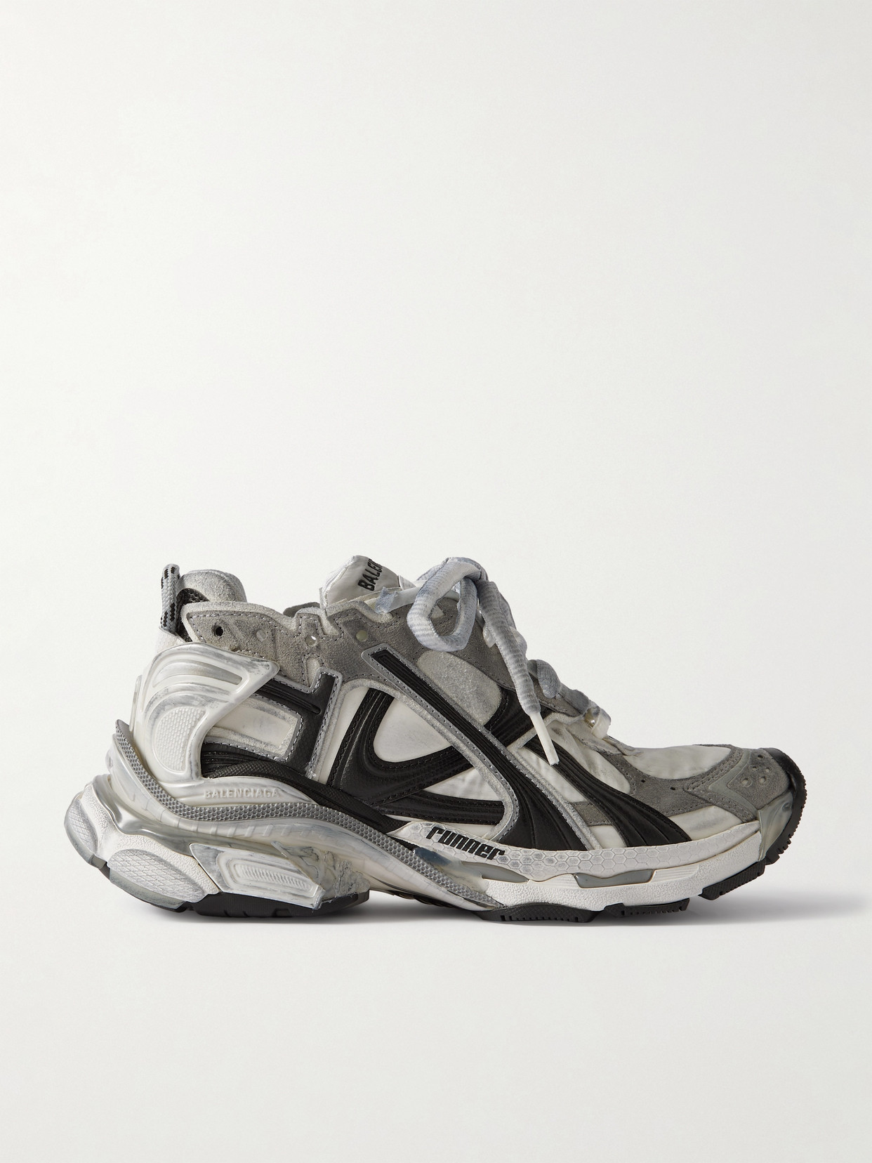 Balenciaga Runner Suede And Rubber-trimmed Shell Sneakers In Gray