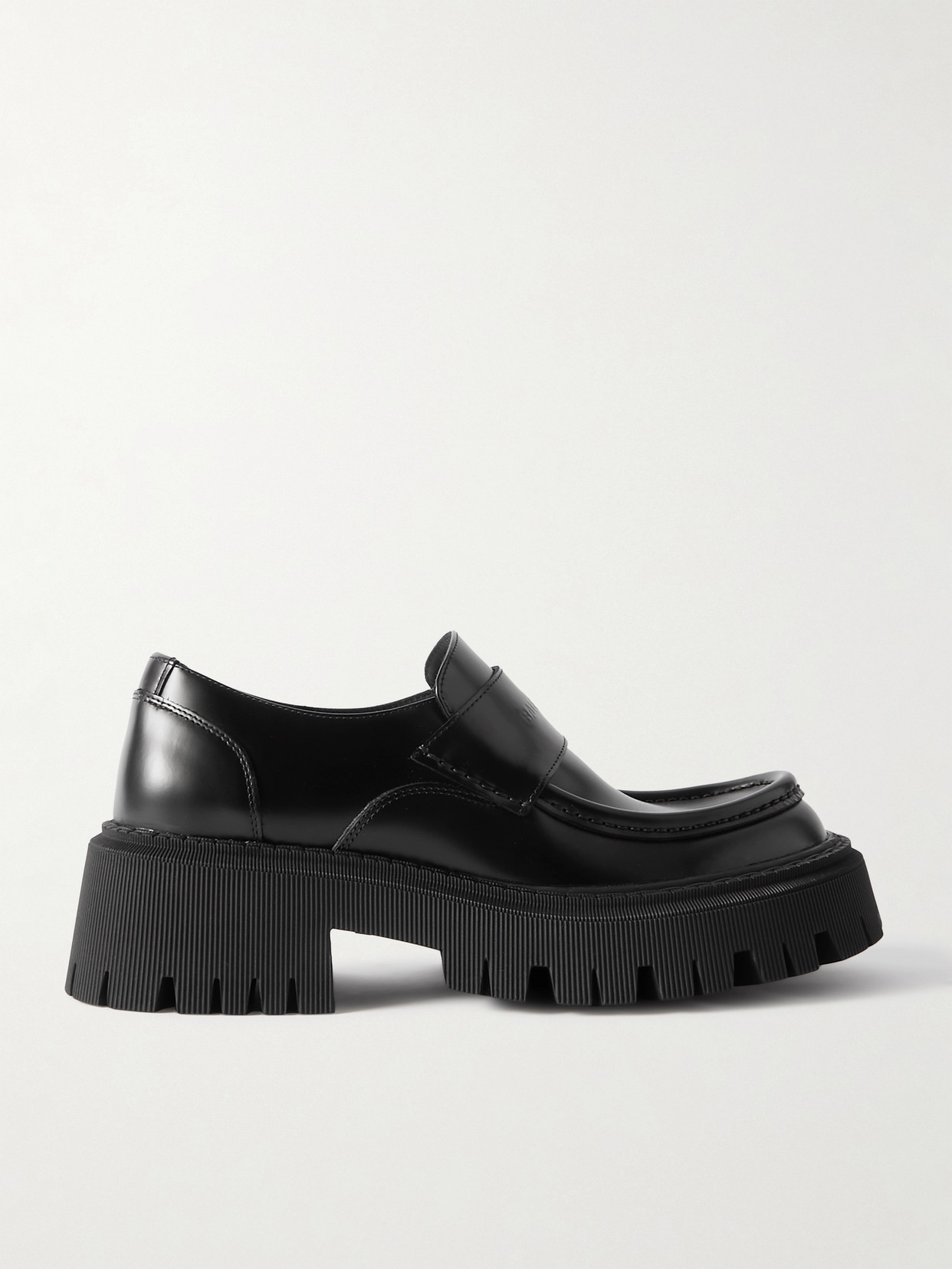 Balenciaga Tractor Leather Loafers In Black