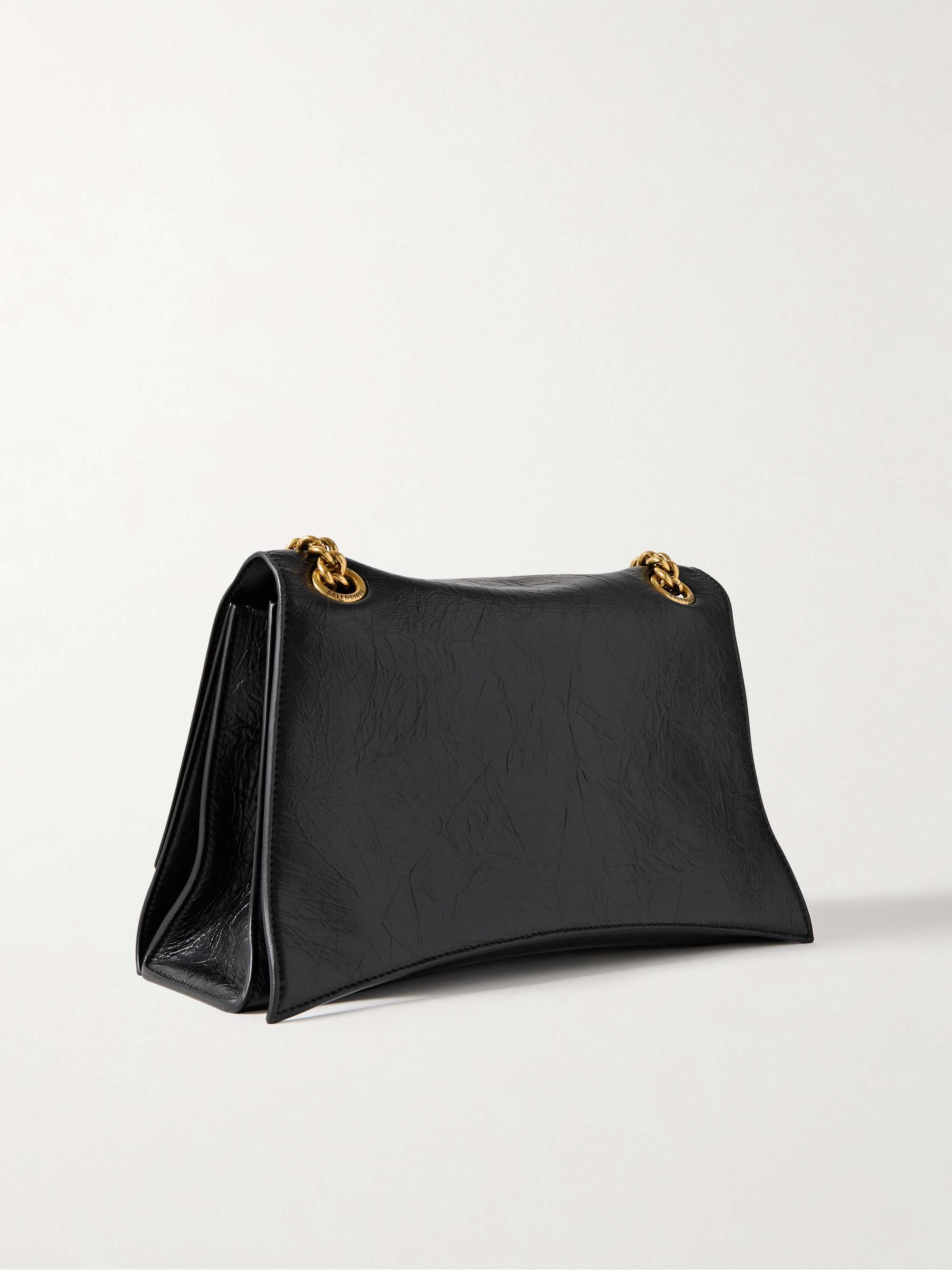 BALENCIAGA Hourglass crinkled-leather shoulder bag