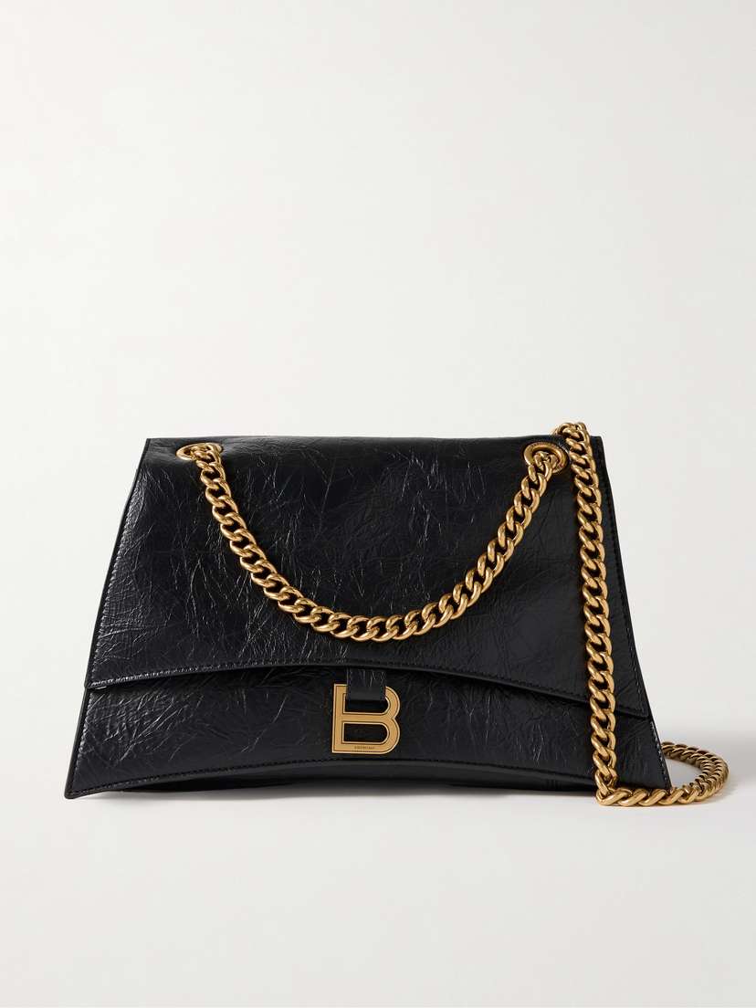 Balenciaga Hourglass Crinkled-leather Shoulder Bag
