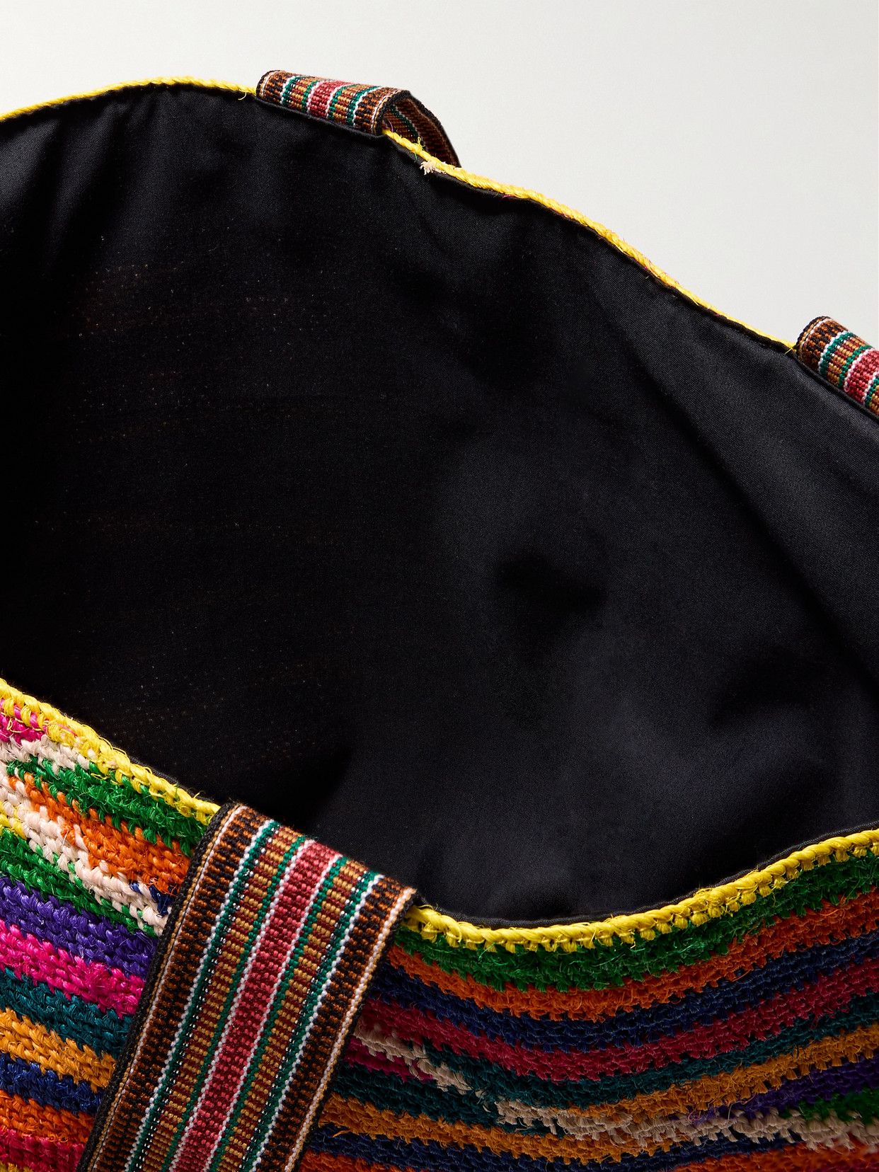 Sensi Studio Andean Shigra Canvas And Leather-trimmed Striped Sisal Straw Tote In Pink