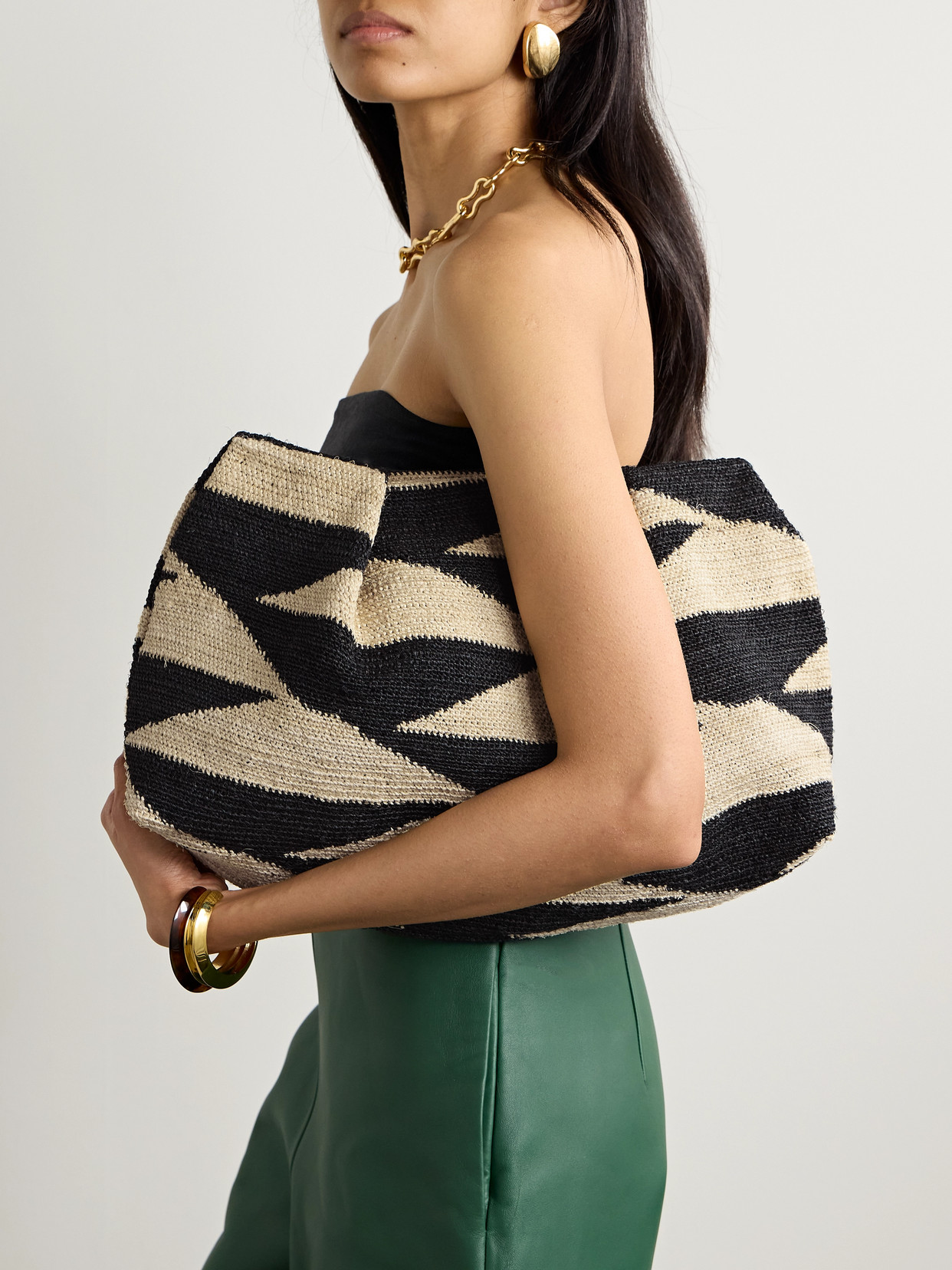 Sensi Studio Medium Two-tone Sisal Clutch In Neutrals